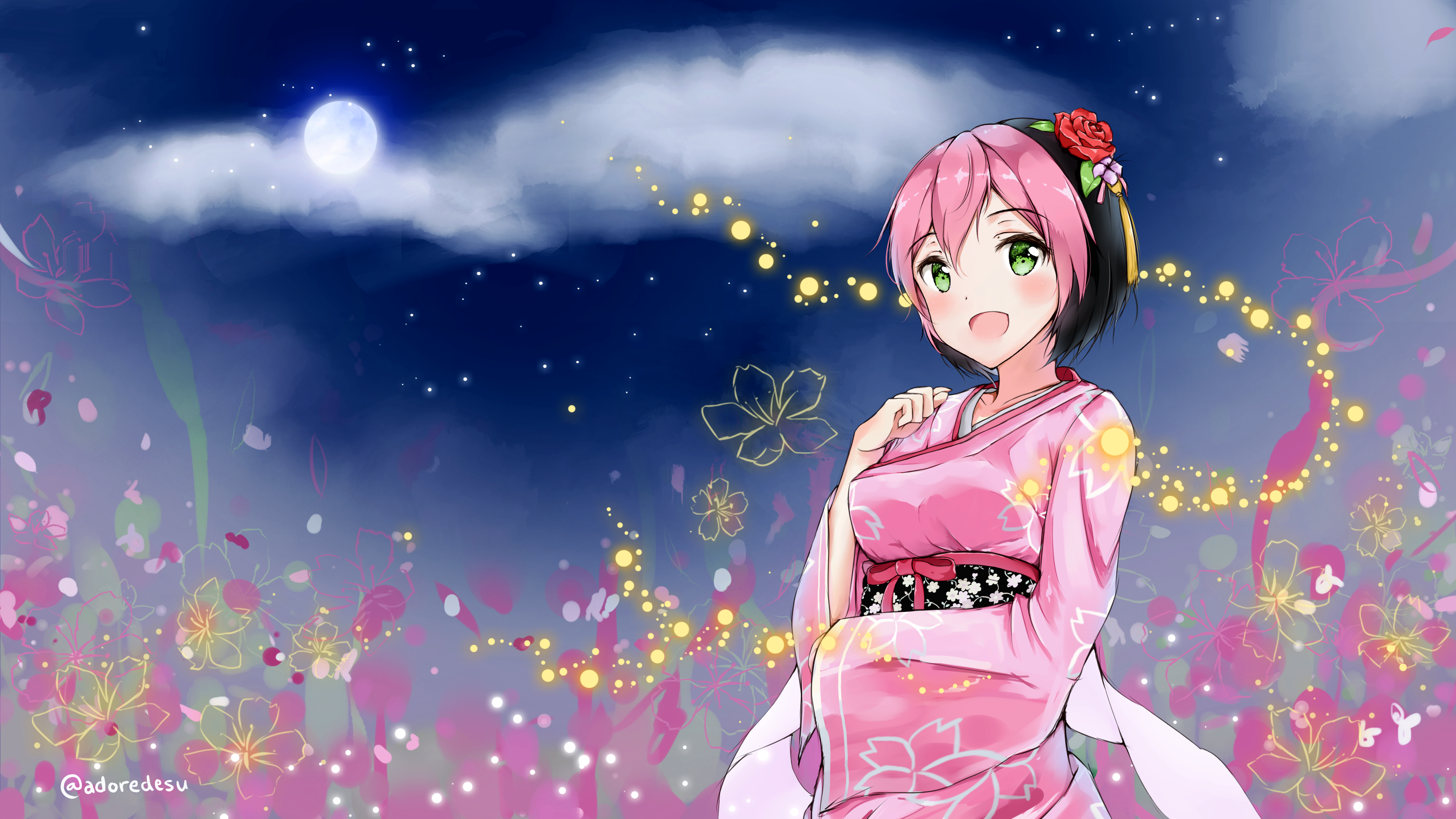 Osu Pippi Pink Hair Green Eyes 3840x2160