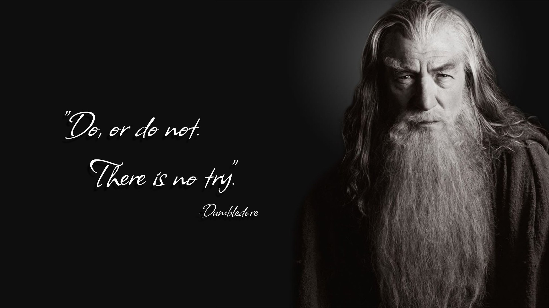 Parody Harry Potter Humor Gandalf Quote Yoda Ian McKellen Albus Dumbledore Crossover 1920x1080
