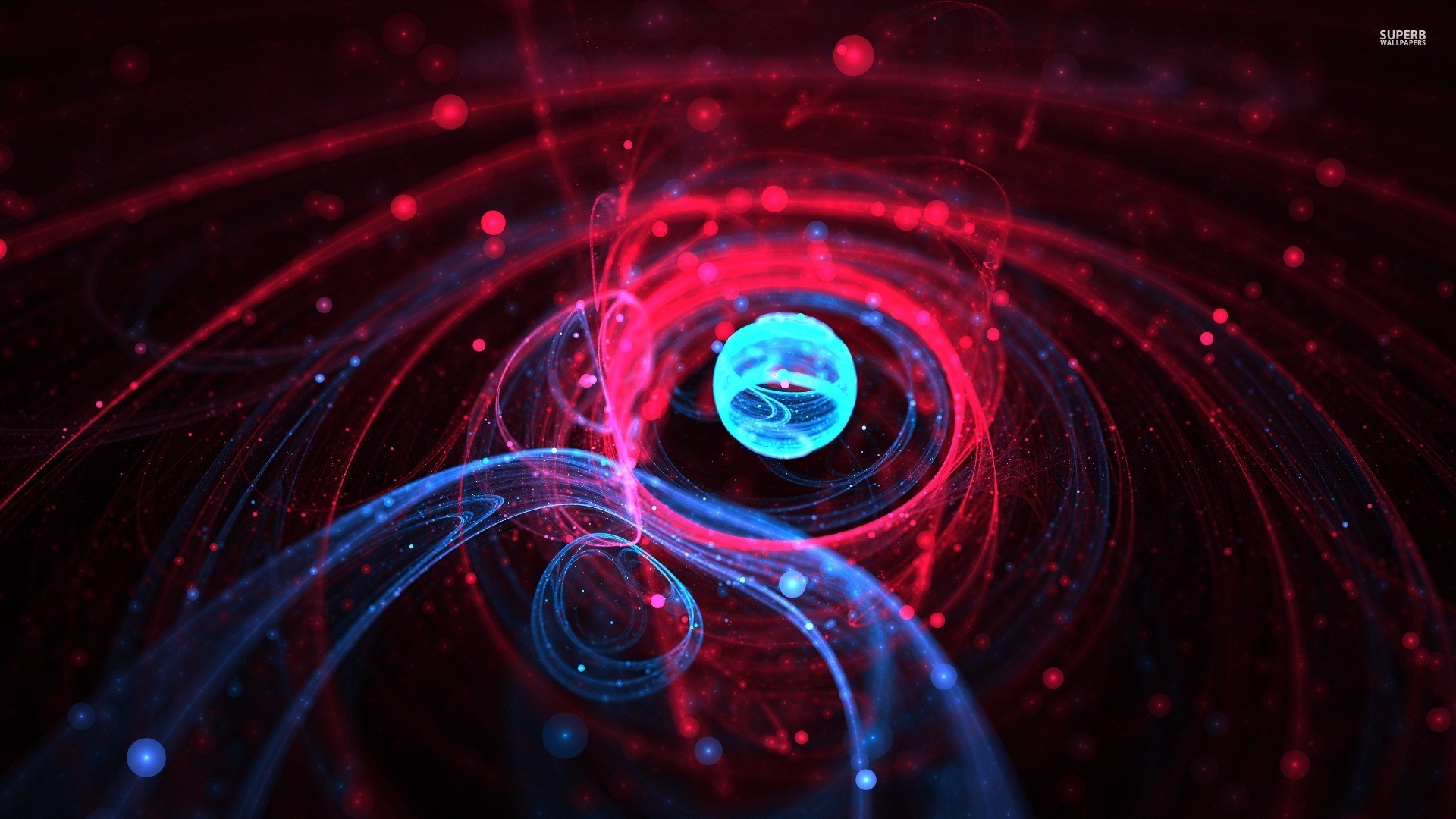 Plexus Animation Atoms Orbits Nuclear Electrons Protons Neutrons Lights Digital Art 1920x1080