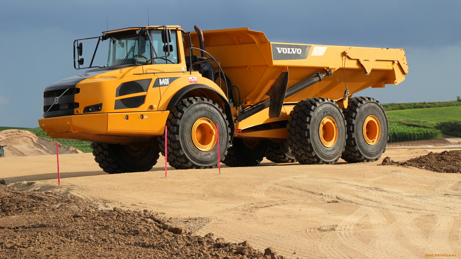 Dump Trucks Construction Vehicles Vehicle Volvo A40F Dirt Heavy Equipment 1920x1080