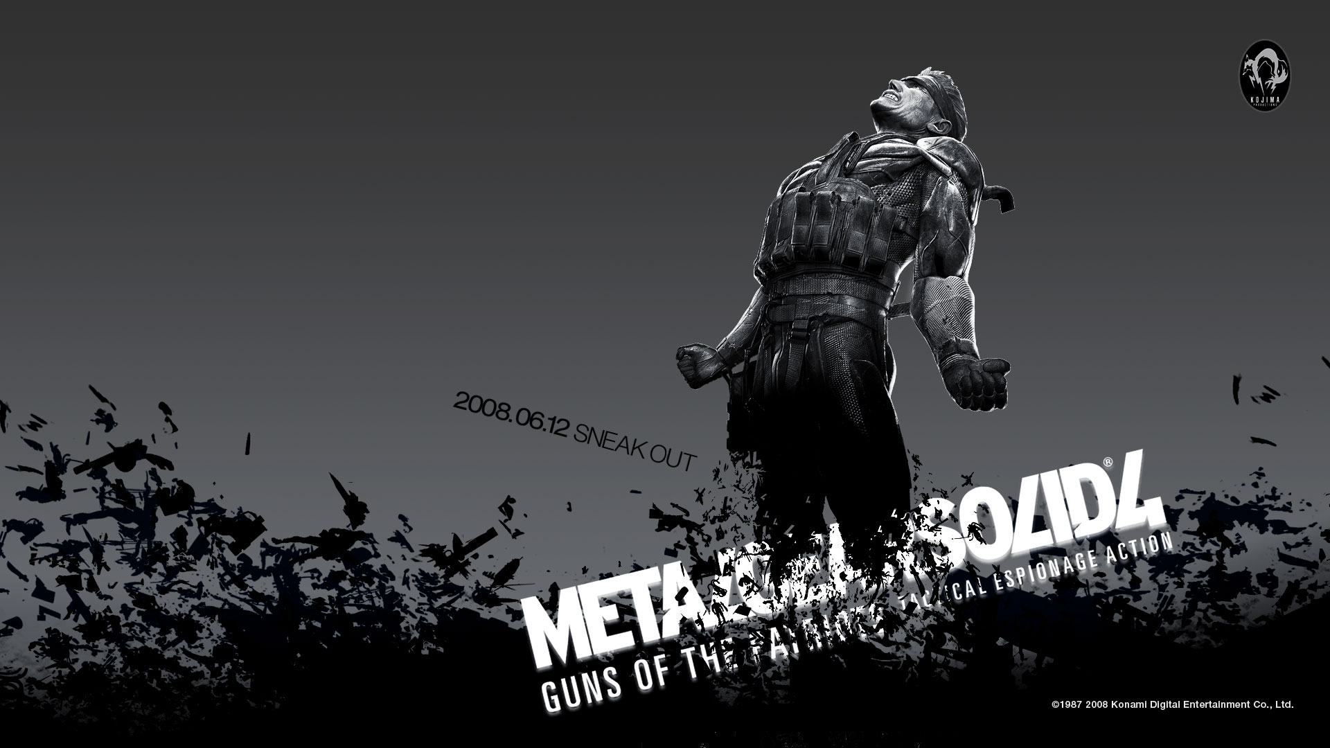 Metal Gear Solid Metal Gear Solid 4 Solid Snake Video Games Monochrome 2008 Year 1920x1080