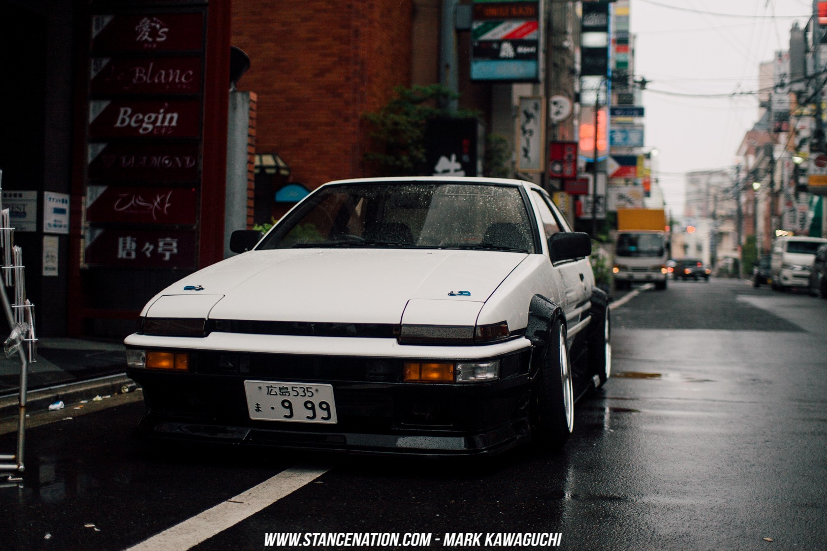 Toyota AE86 Car Numbers Asia City White Cars Vehicle StanceNation Pop Up Headlights 1680x1120