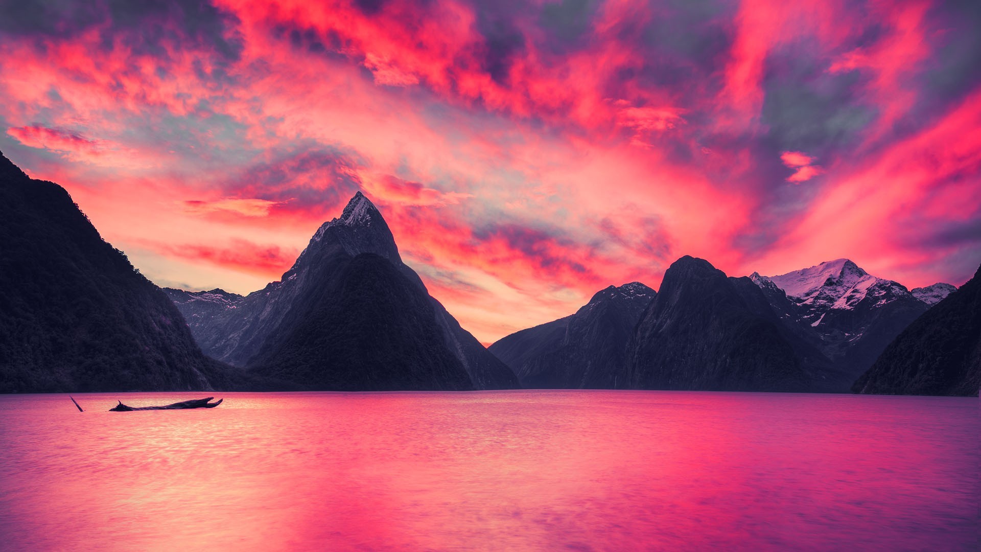 Nature Mountains Sky Clouds Milford Sound New Zealand 1920x1080