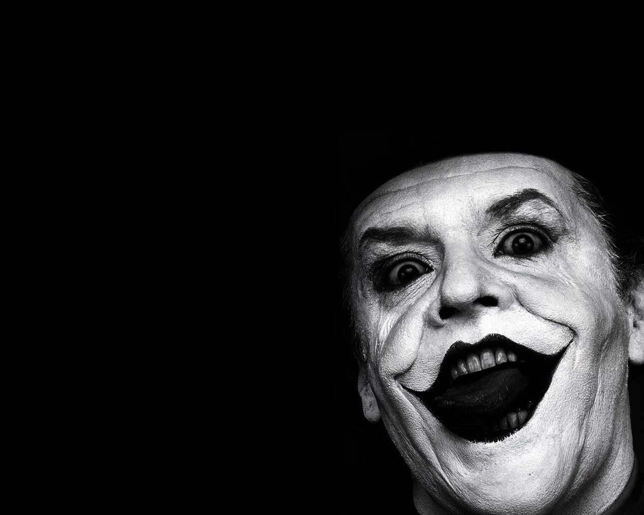 Monochrome Joker Jack Nicholson Batman Laughing Face 1280x1024