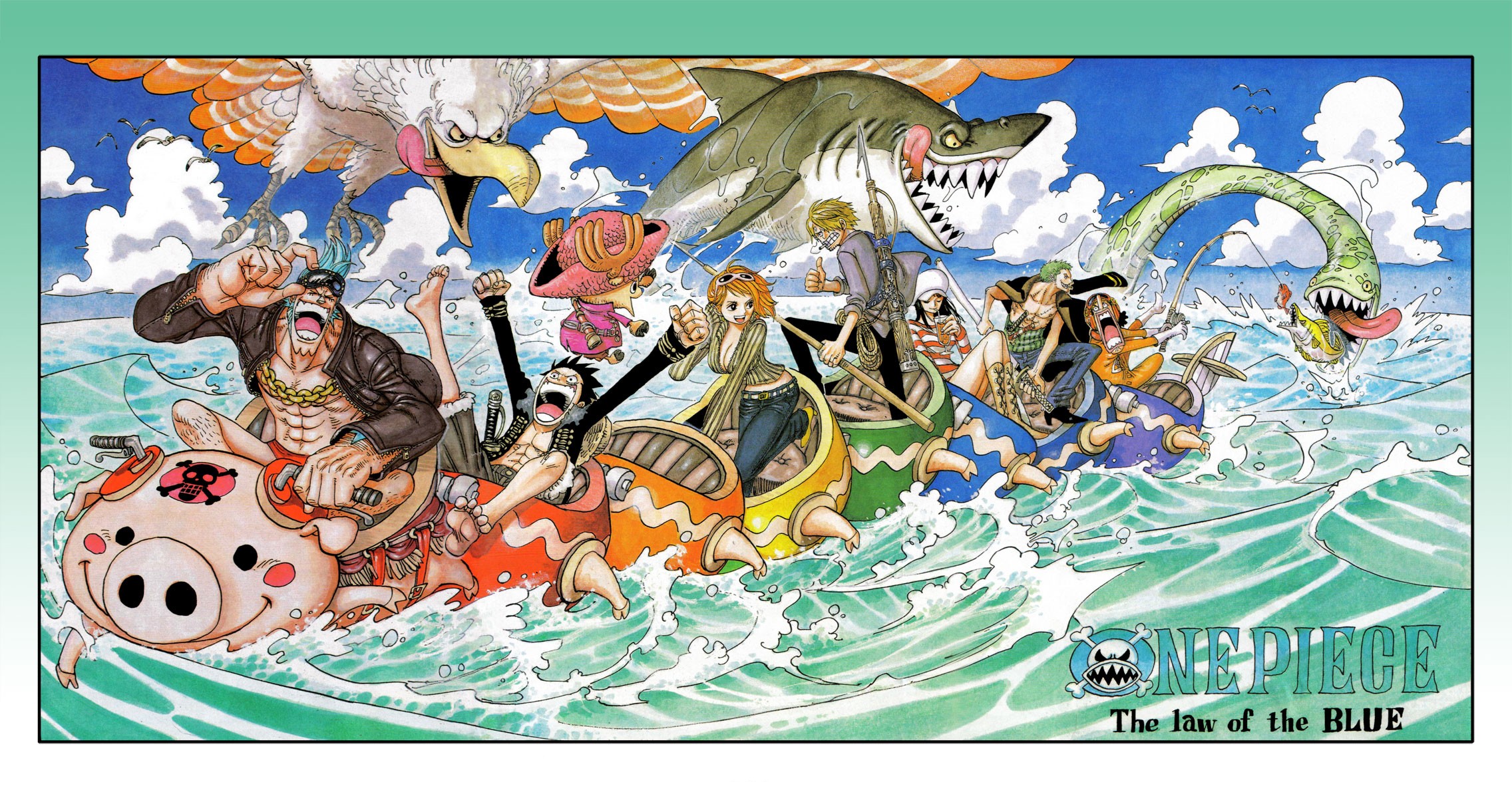 One Piece Nami Monkey D Luffy Frankie Tony Tony Chopper Sanji Nico Robin Roronoa Zoro Usopp Sea Mons 2272x1200