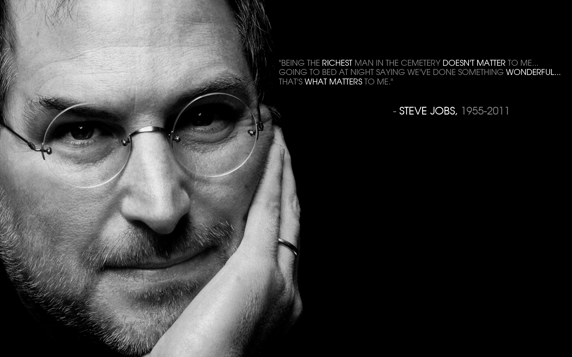 Quote Inspirational Motivational Steve Jobs Monochrome 1920x1200