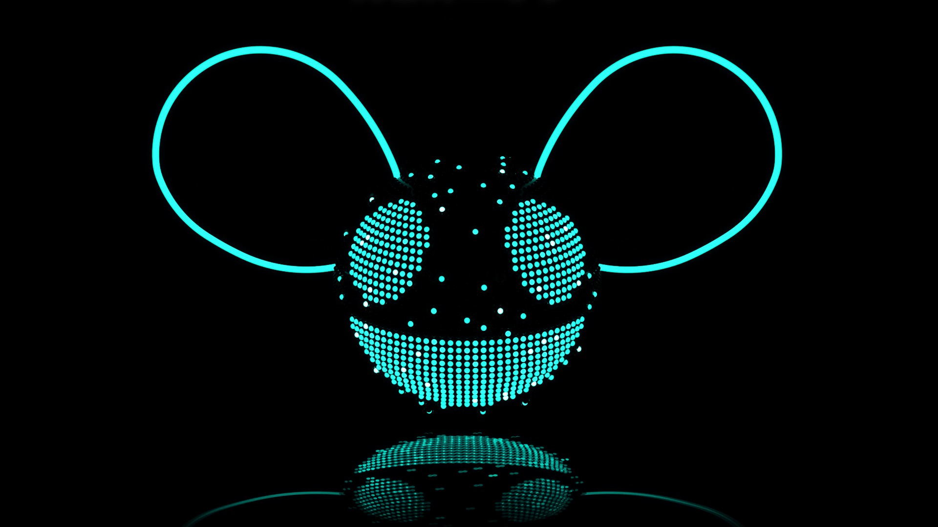 Deadmau5 Mouse Ears Neon Simple Background Black Background 1920x1080