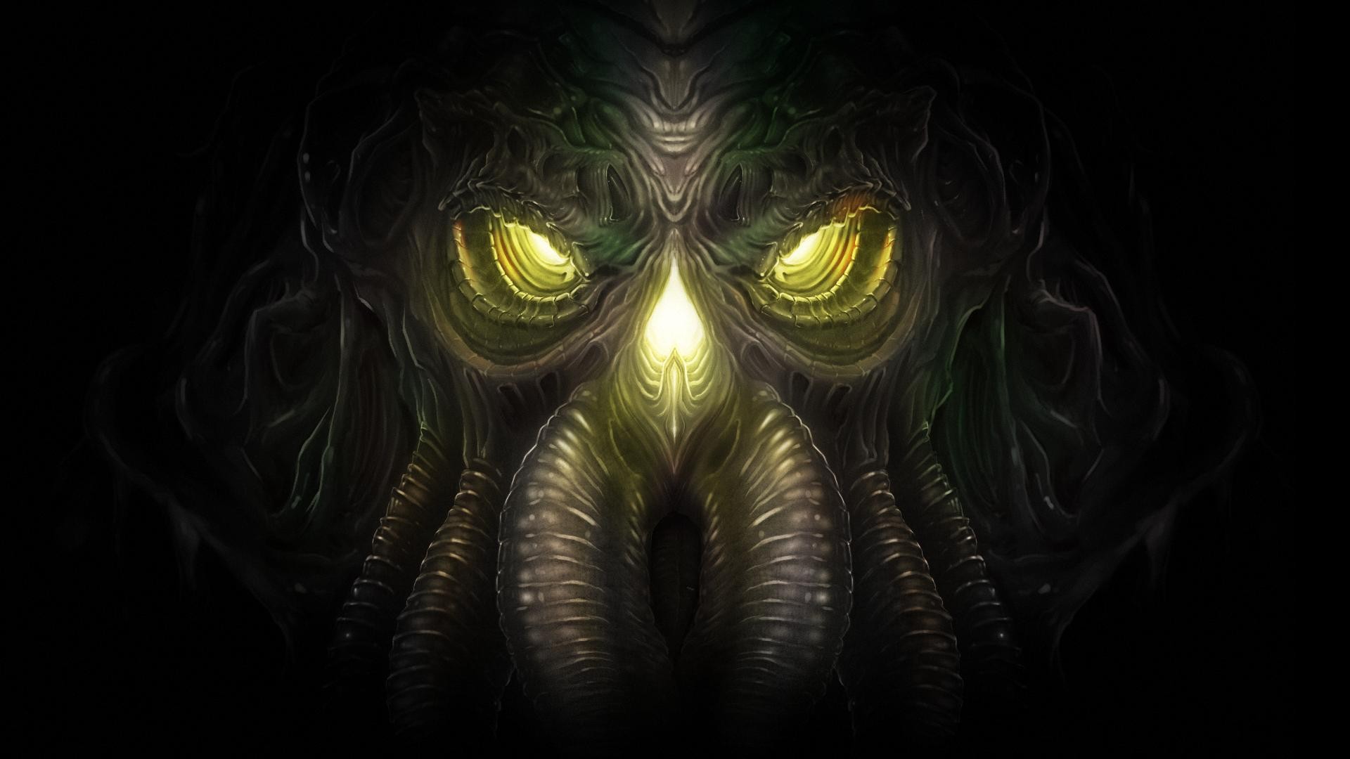 Cthulu Horror Glowing Eyes H P Lovecraft Artwork Creature 1920x1080