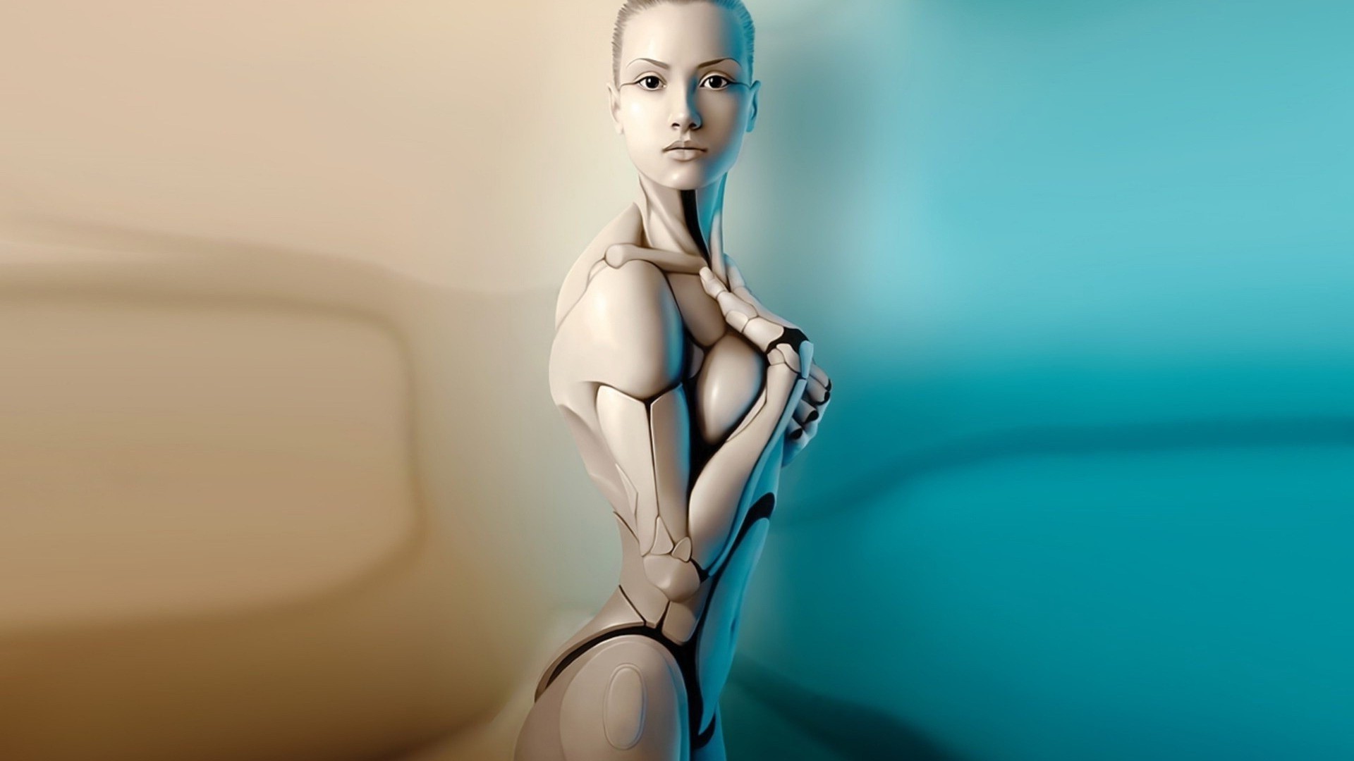 Robot Women Artwork Gynoid Digital Art 1920x1080