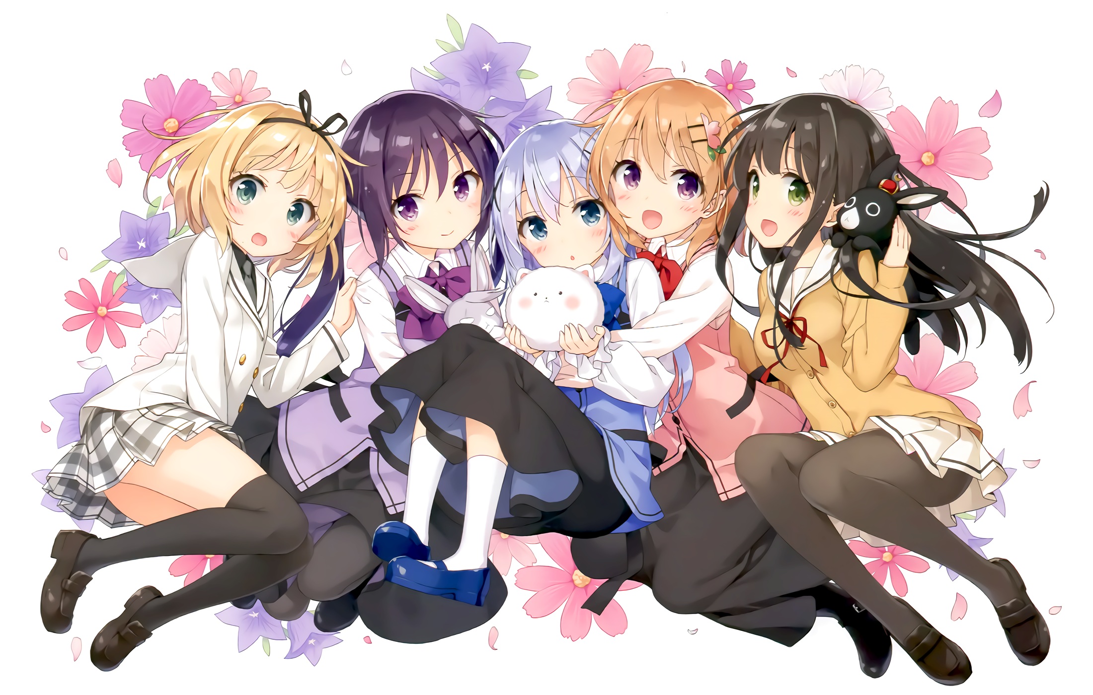 Anime Anime Girls Artwork White Background White Skin Gochuumon Wa Usagi Desu Ka Gochuumon Wa Usagi  2200x1400