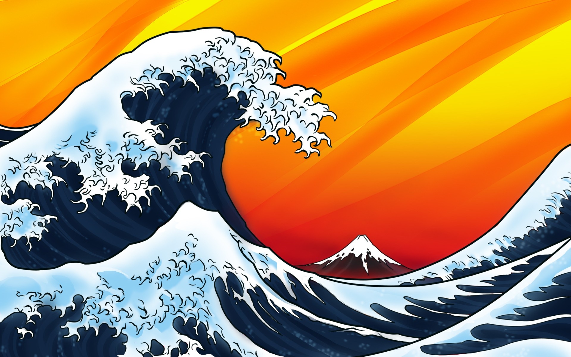 Waves The Great Wave Off Kanagawa Artwork Asia Sea 1920x1200