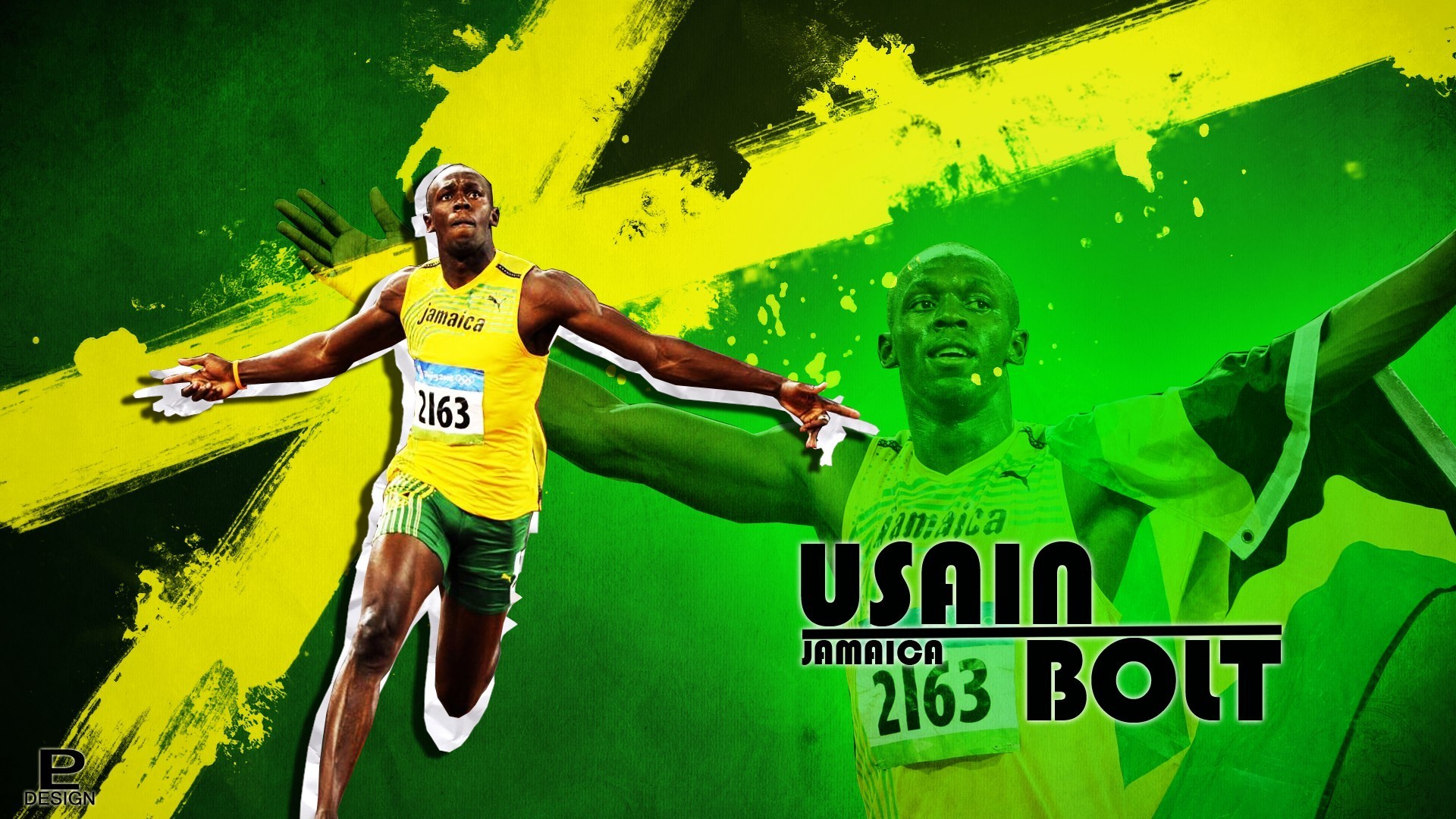 Usain Bolt Running Men Numbers Sport 1920x1080