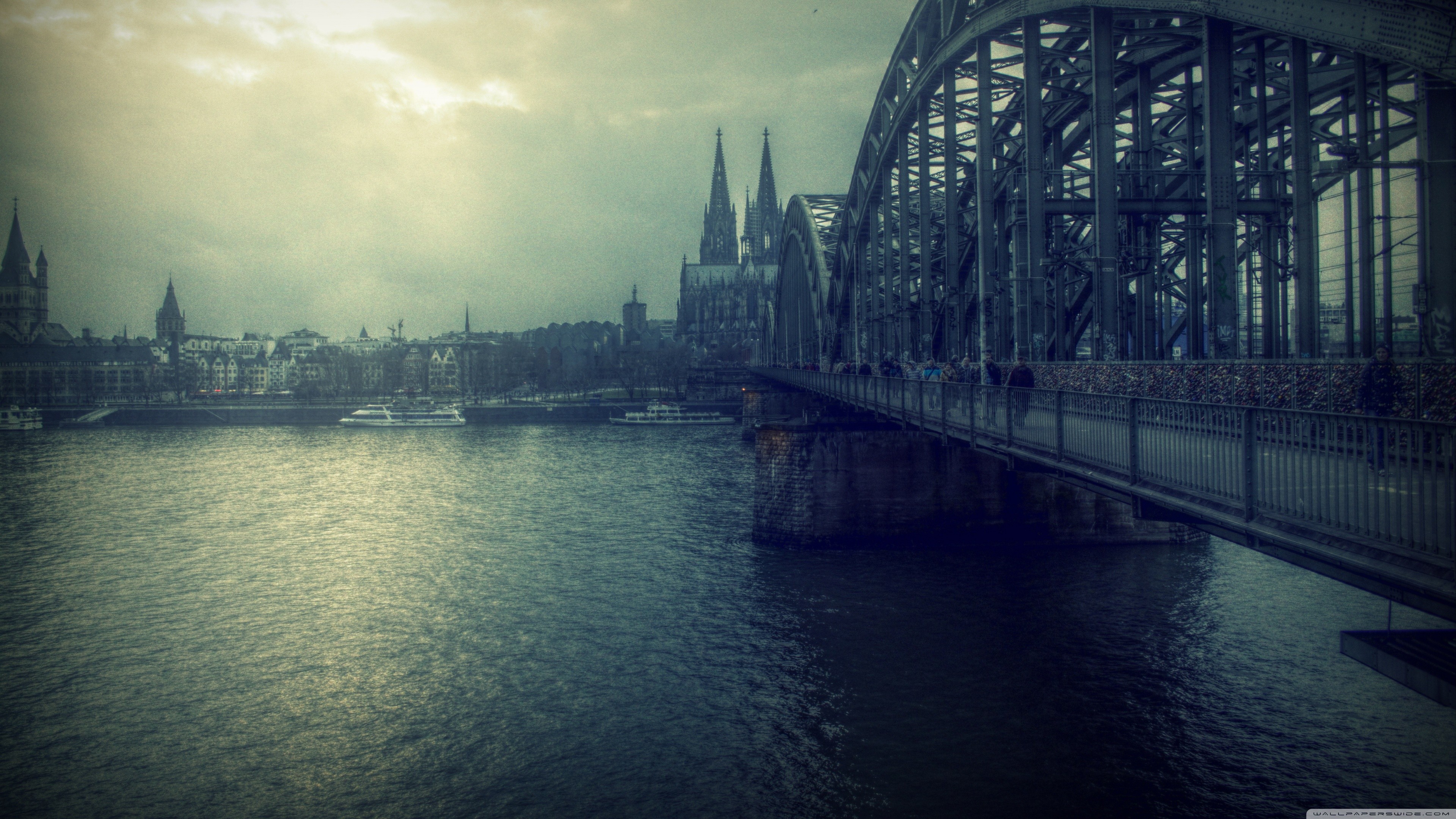 Bridge Cologne Cologne Cathedral Germany River 3840x2160