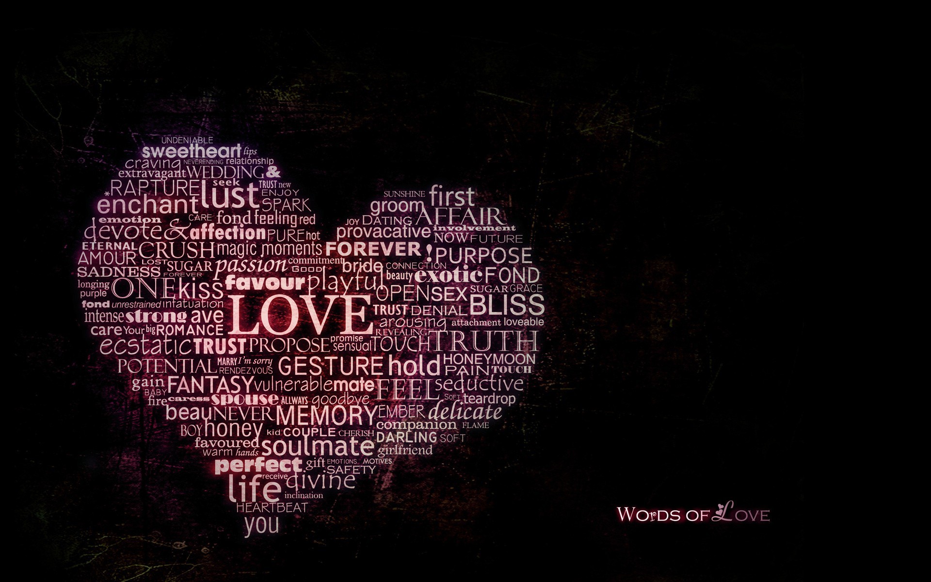 Love Heart Typography Word Clouds 1920x1200