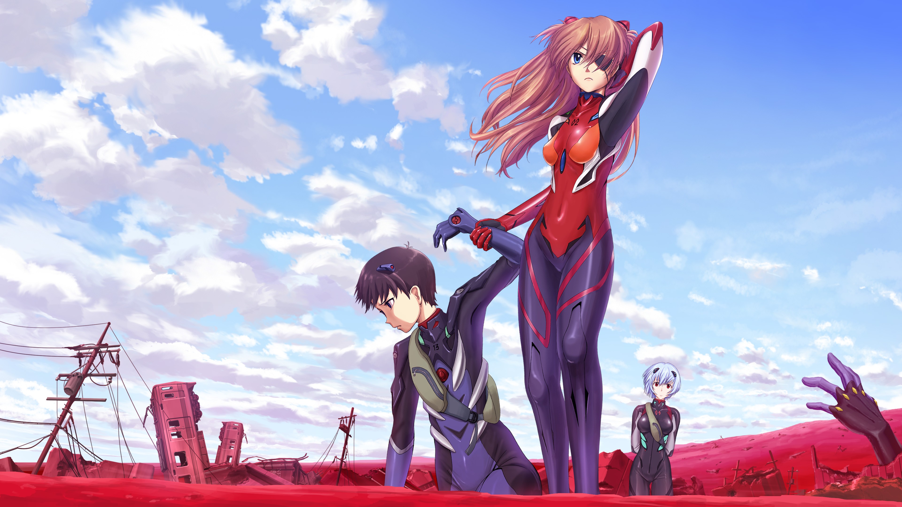 Neon Genesis Evangelion Ikari Shinji Asuka Langley Soryu Ayanami Rei Anime Asuka Langley Shikinami S 3840x2160