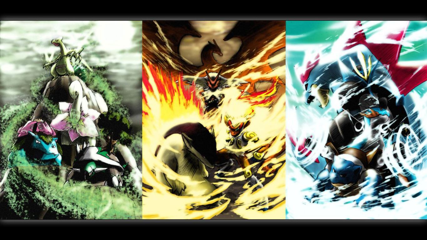 Charizard Blastoise Venusaur Typhlosion Feraligatr Sceptile Blaziken Swampert Empoleon Collage 1366x768