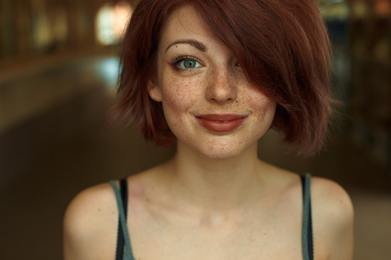 Women Redhead Freckles Blue Eyes Mayya Giter 1280x853