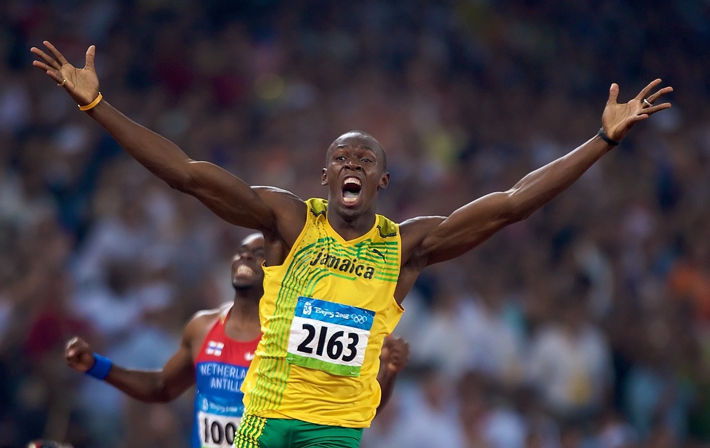 Usain Bolt Men Athletes Muscles Open Mouth Sports Jamaica 1400x884