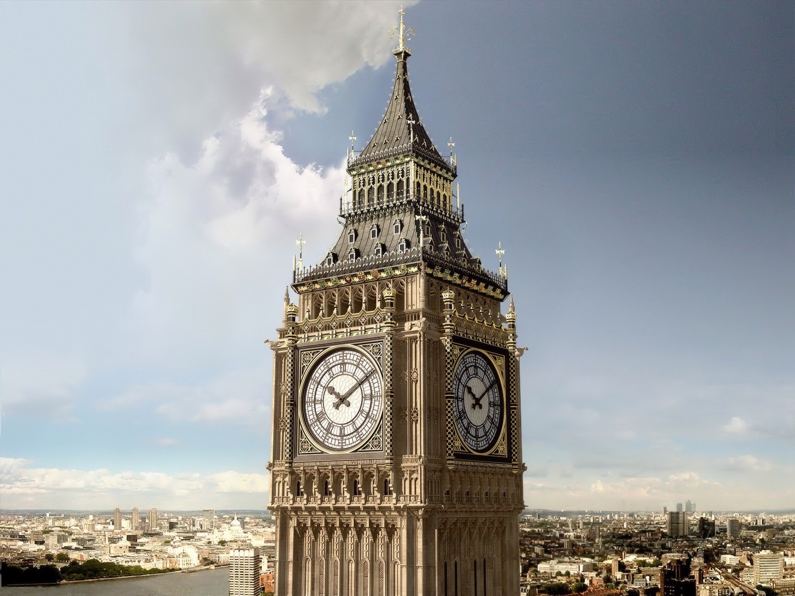 City Cityscape London Big Ben England Clocktowers 1600x1200