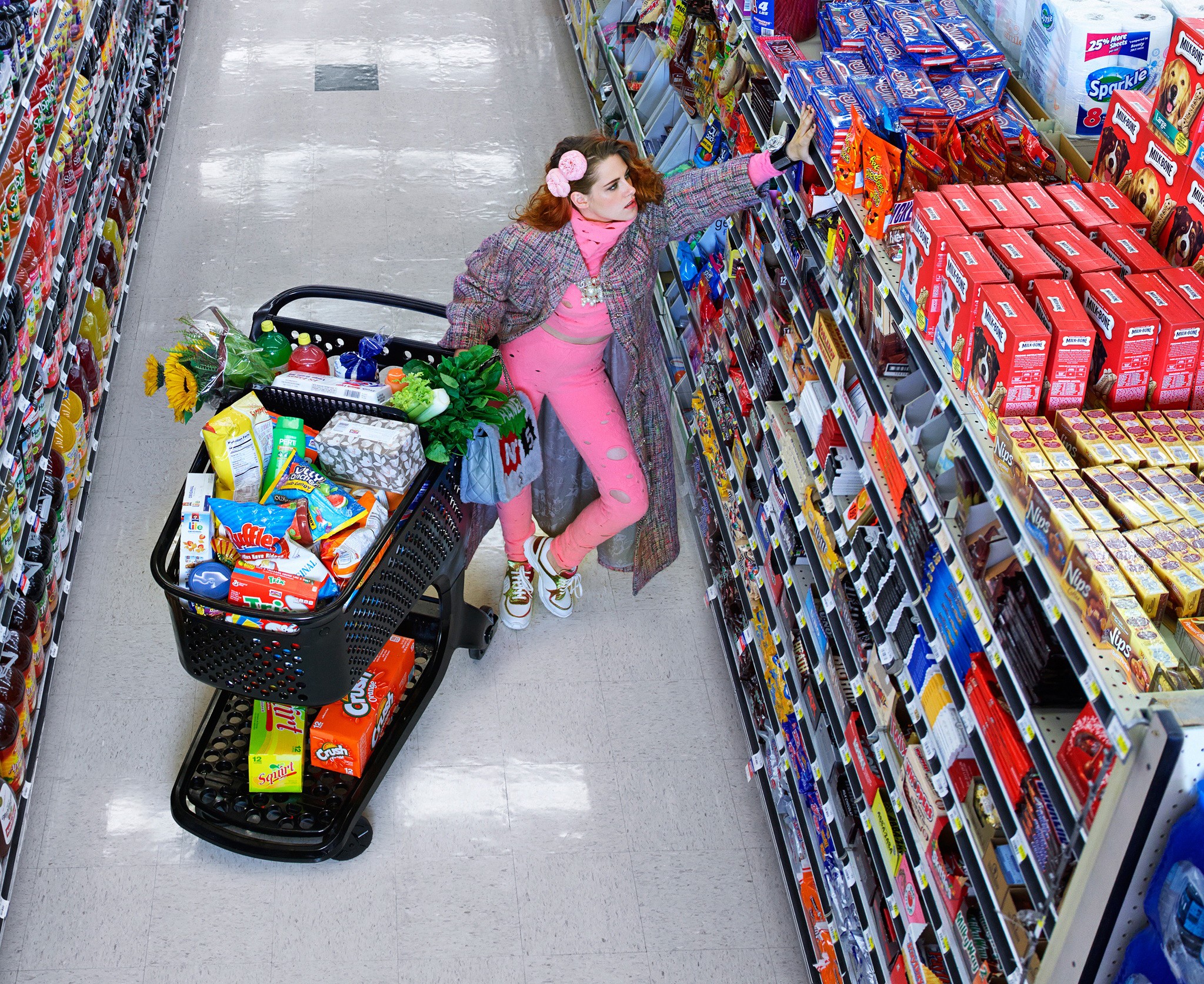 Supermarket Kristen Stewart Food Shopping Shopping Cart Actress Women Celebrity 2047x1673