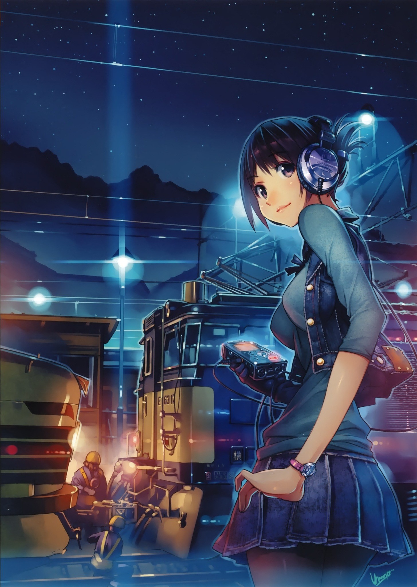 Headphones Rail Wars Anime Anime Girls Train 1456x2048