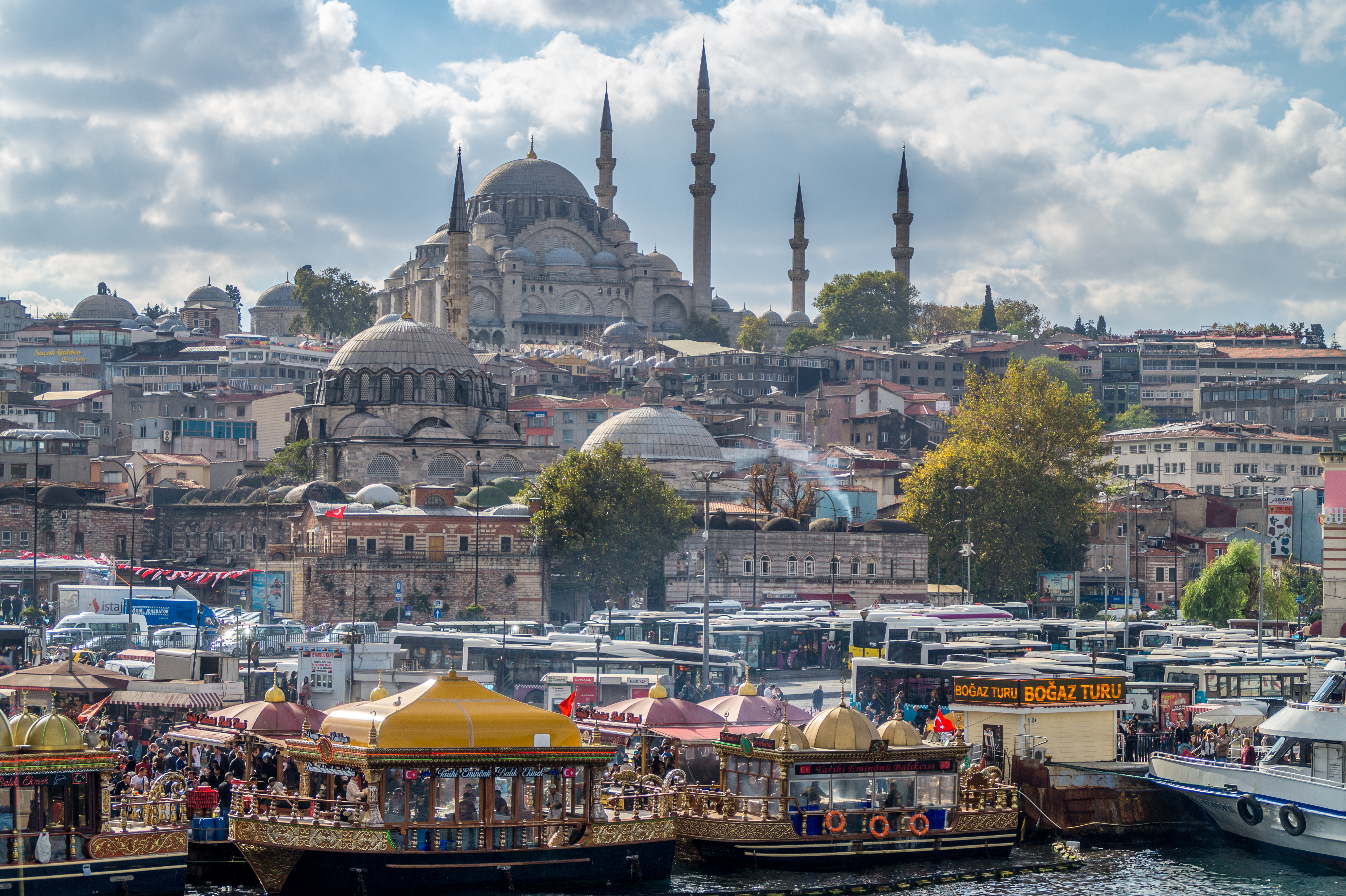 Istanbul Turkey Cityscape Mosque Boat 5456x3632