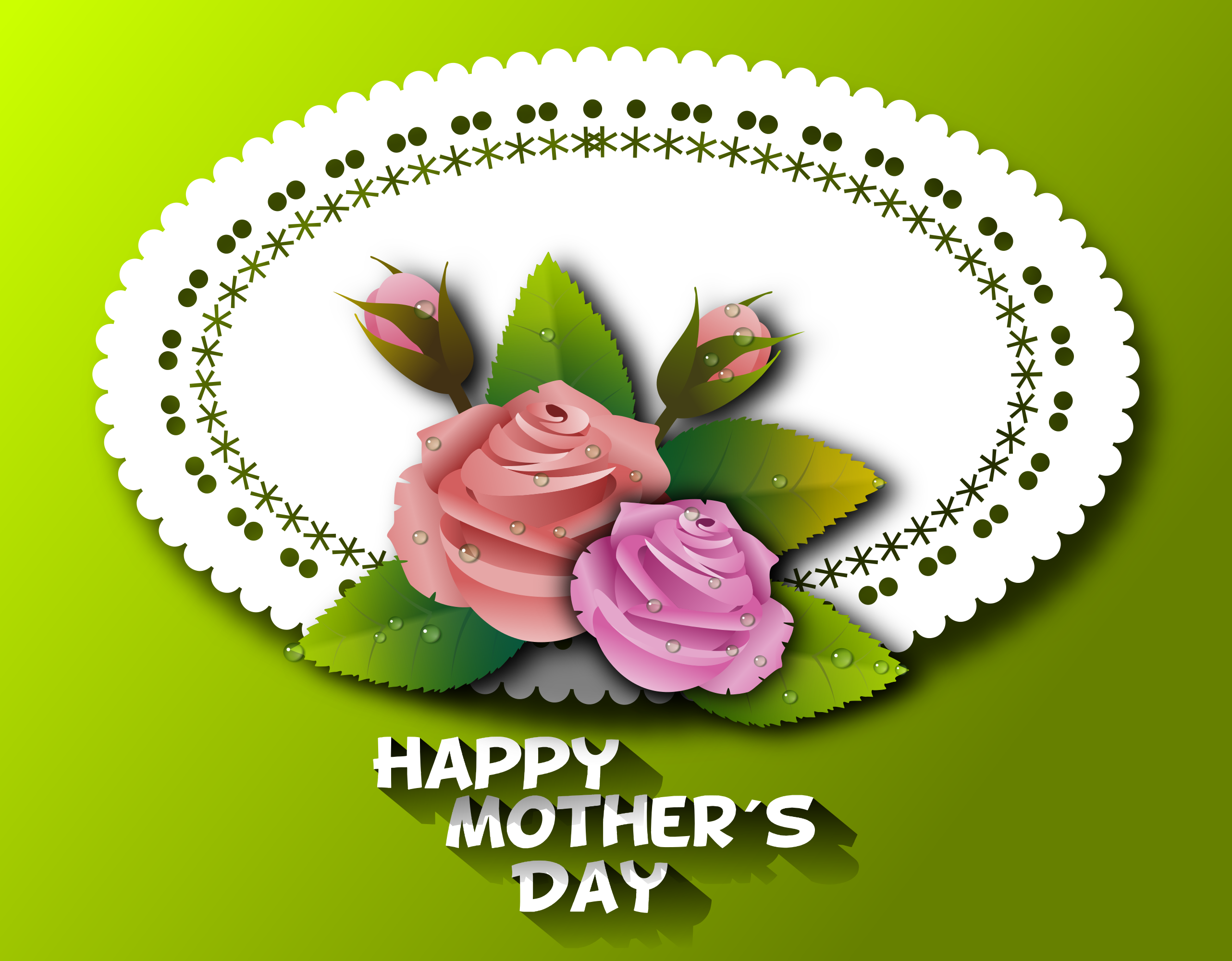 Mothers Day Holiday Card Rose Artistic Green 2564x2000