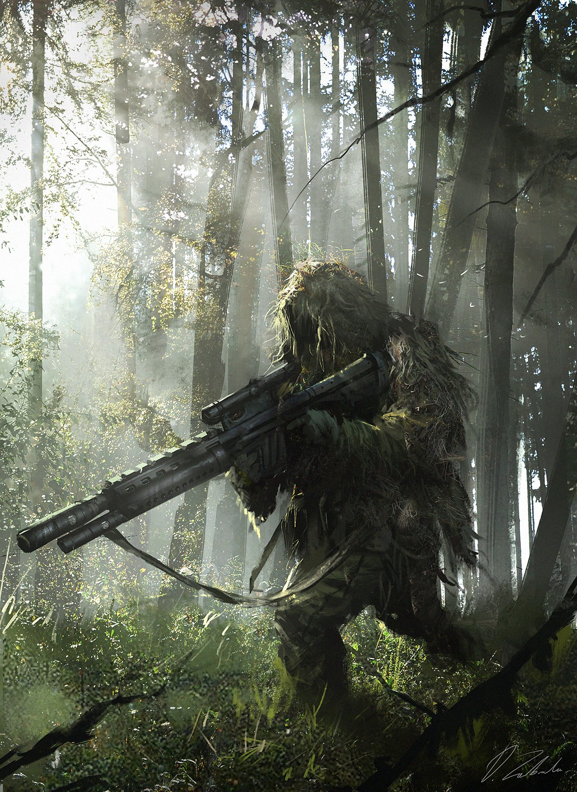 Snipers Darek Zabrocki Soldier Artwork Ghillie Suit 1165x1600