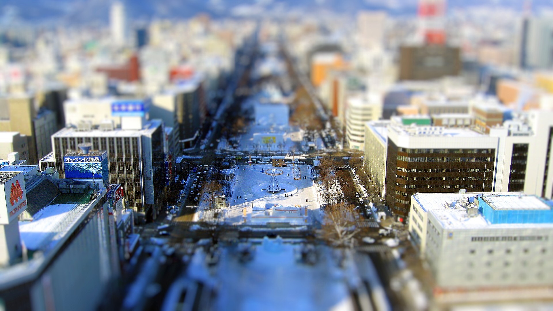 Tilt Shift Cityscape Sapporo Japan 1920x1080