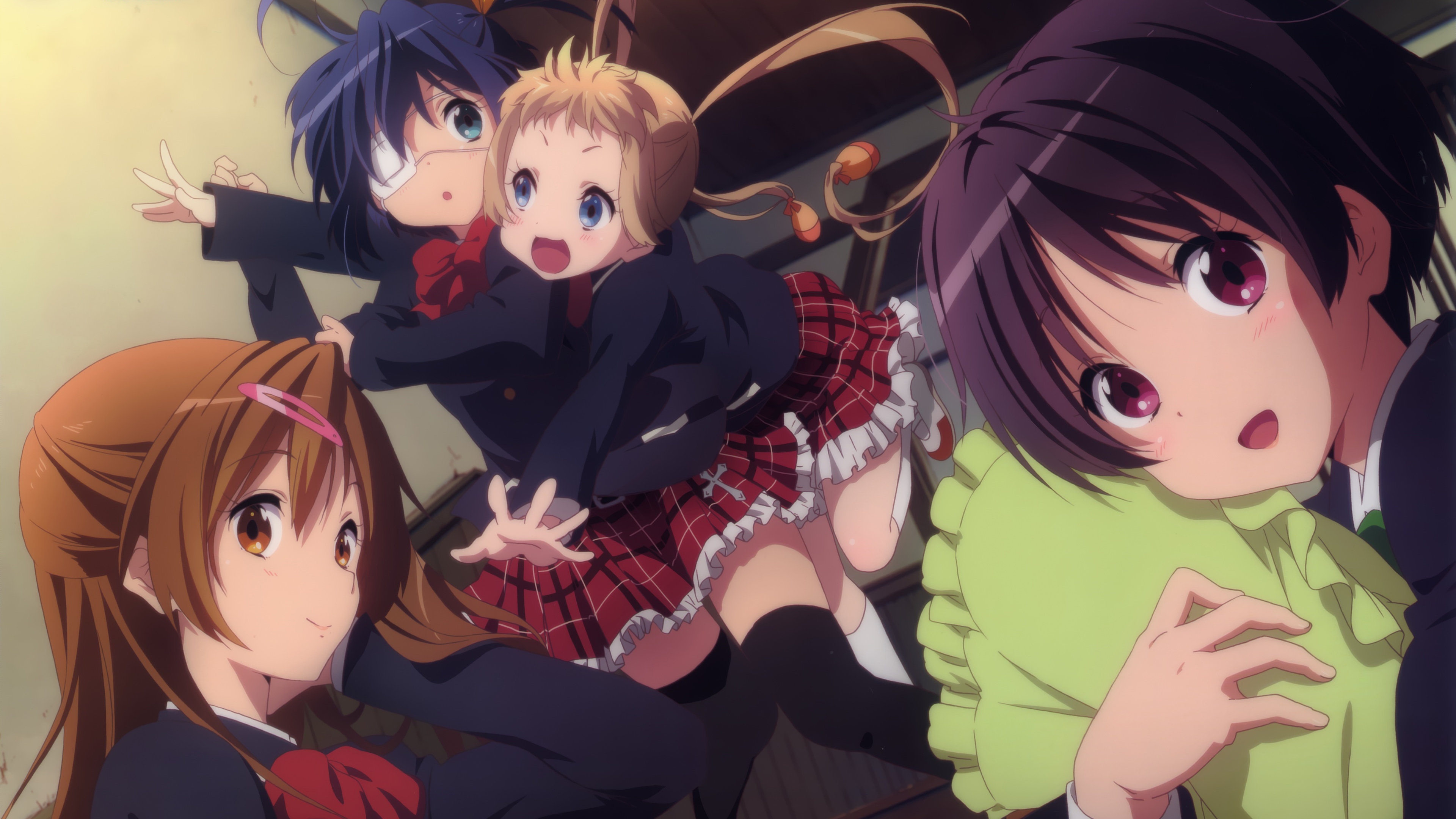 Anime Anime Girls Chuunibyou Demo Koi Ga Shitai School Uniform Takanashi Rikka Nibutani Shinka Dekom 3840x2160