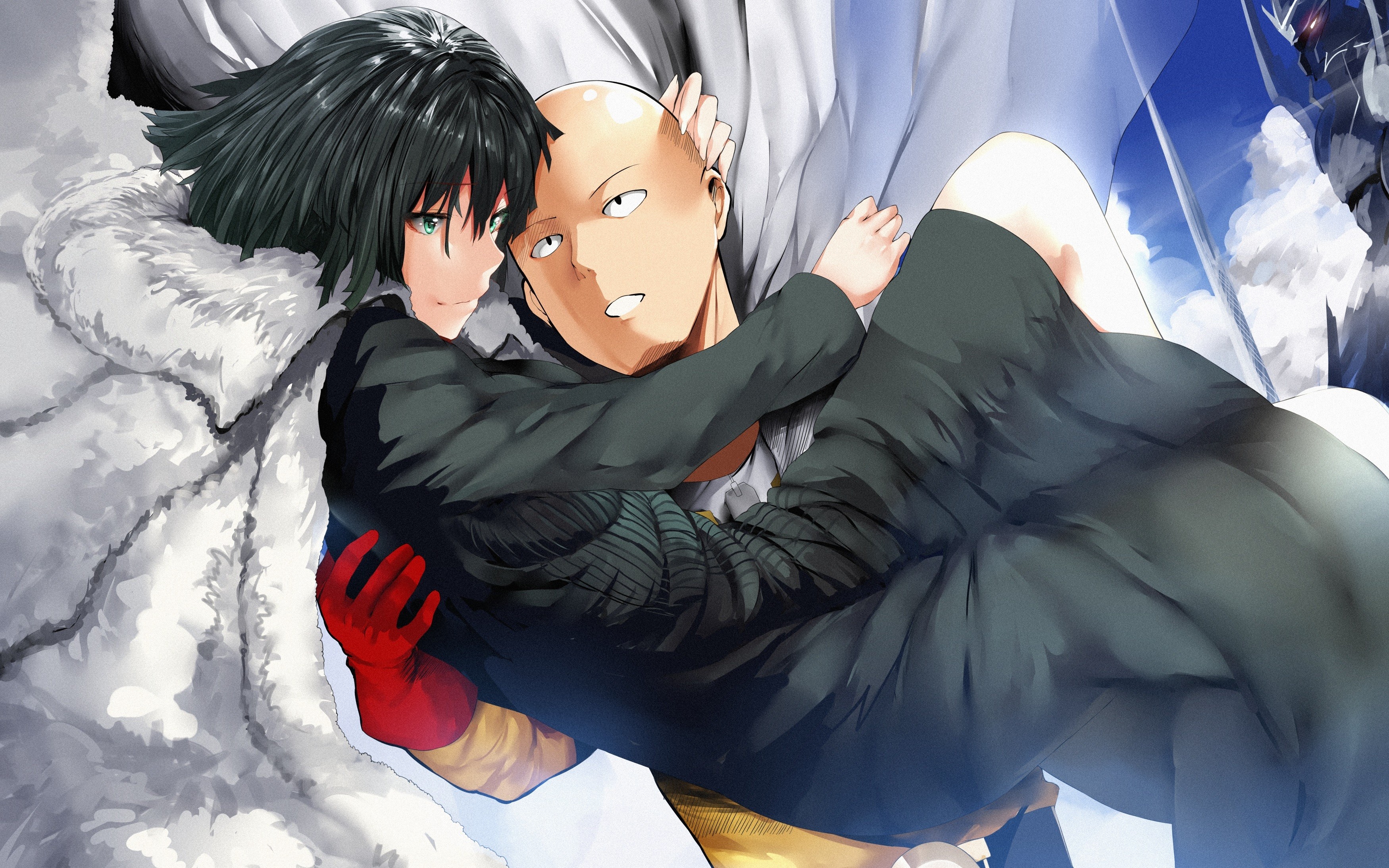 Fubuki Saitama Cape Clouds One Punch Man Anime 3500x2188