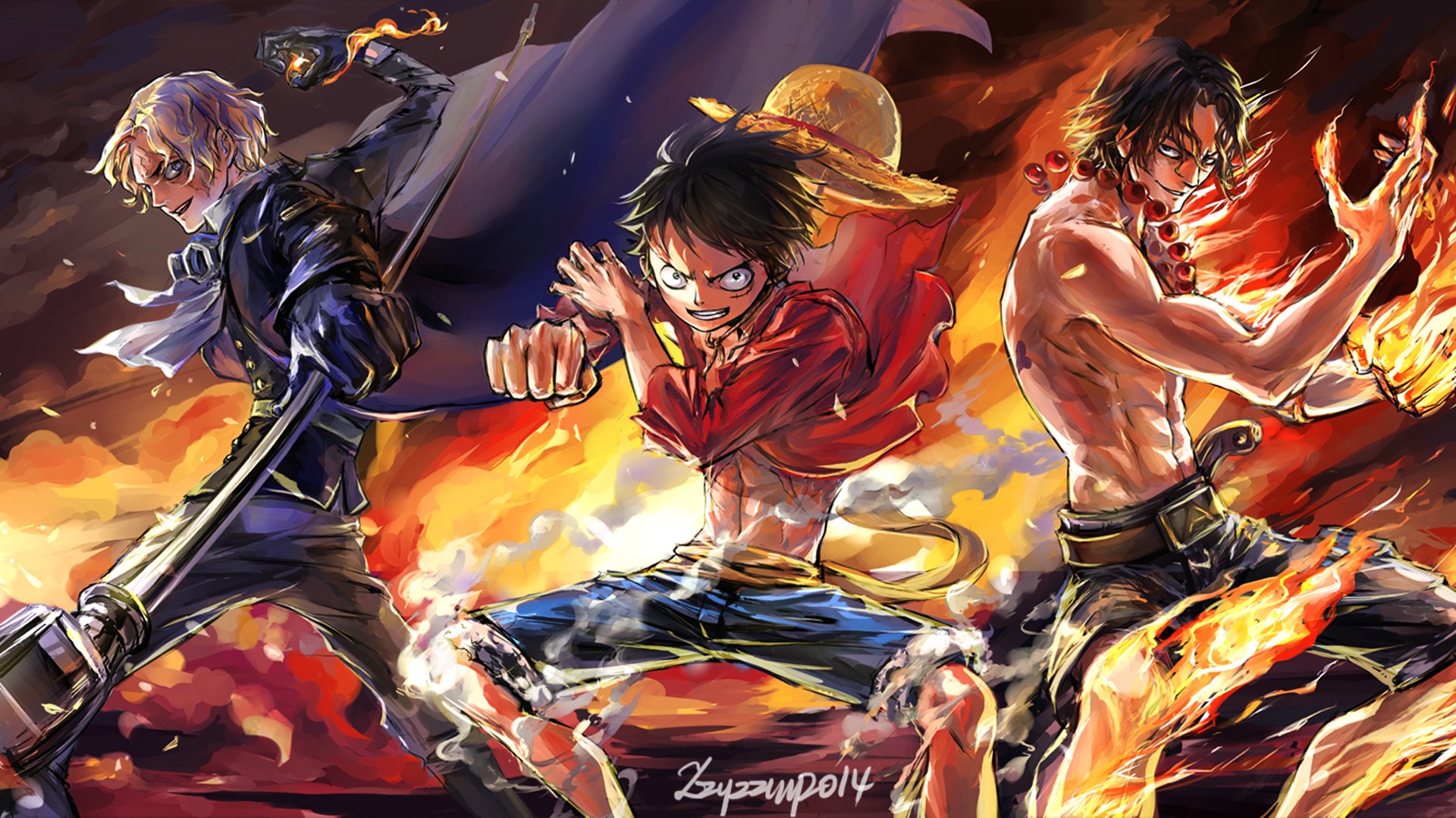 One Piece Monkey D Luffy Portgas D Ace Sabo 1920x1080