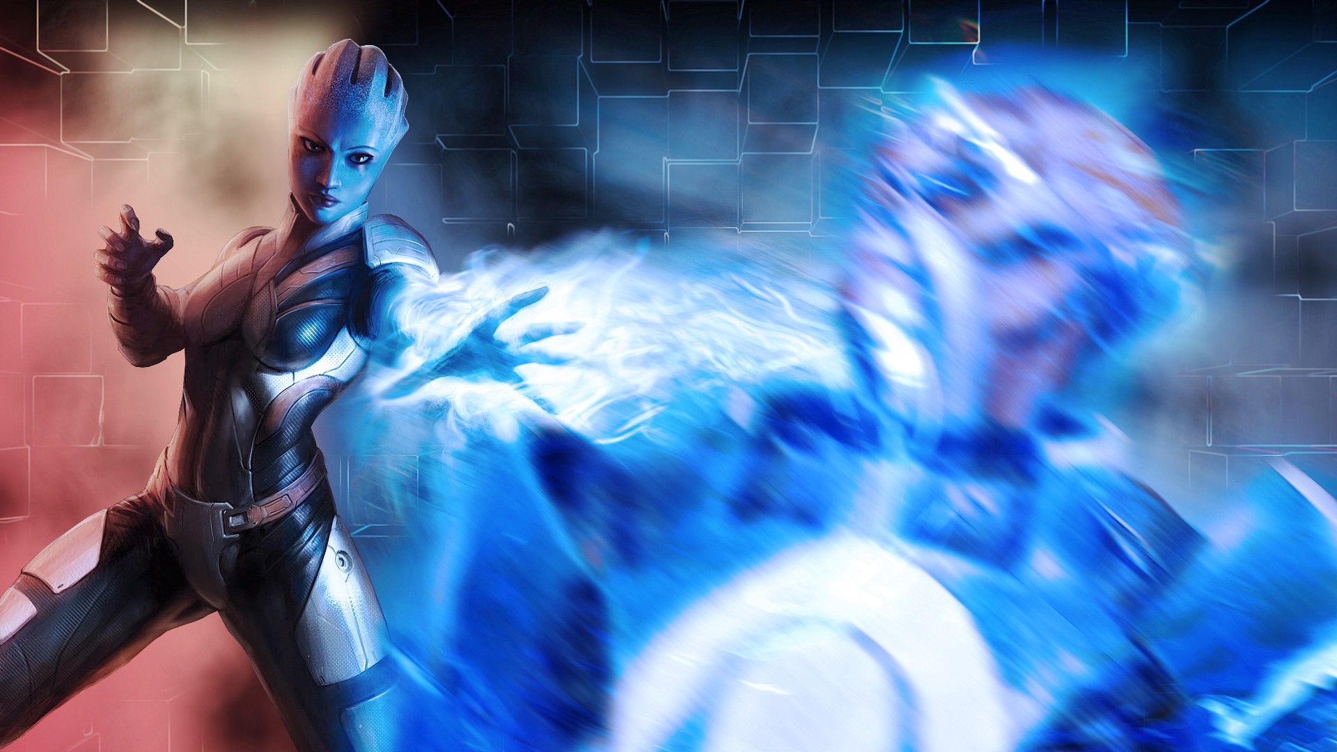 Mass Effect Asari Video Games Biotics Cyan 1920x1080