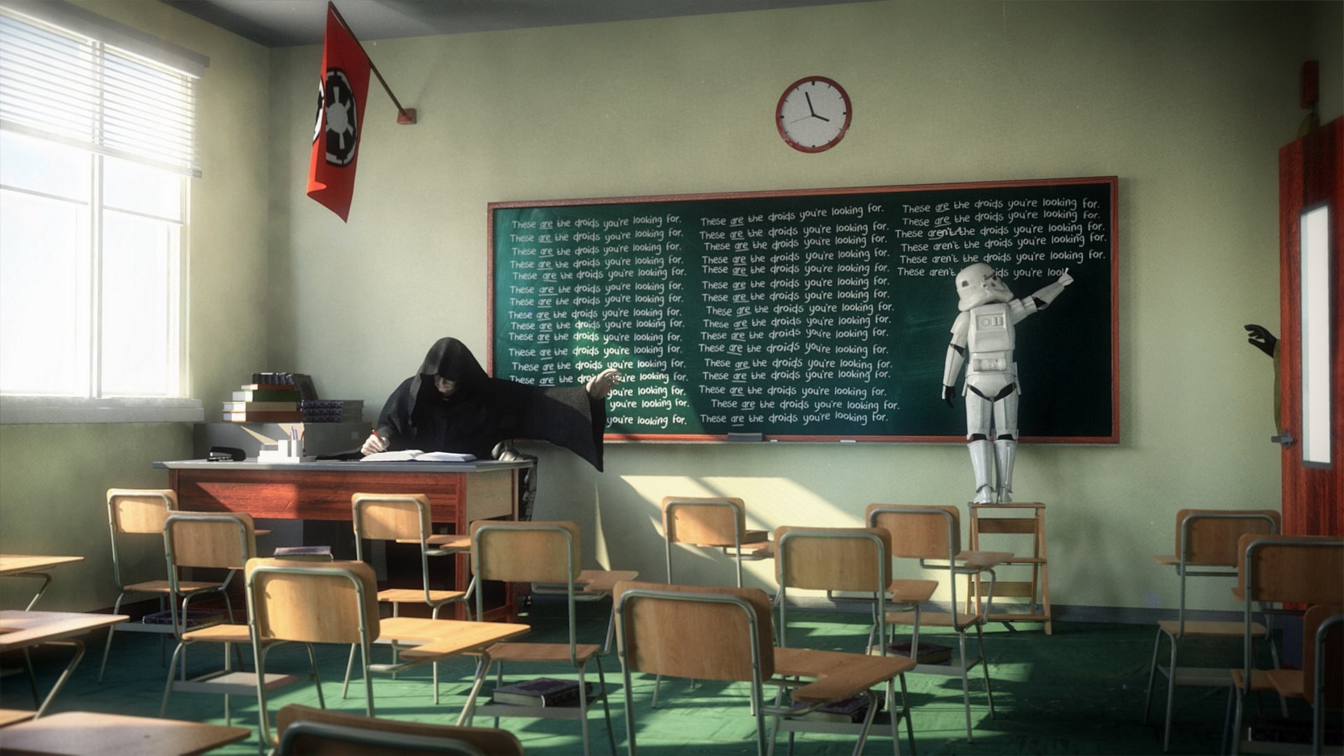 Sith Clone Trooper Classroom Clocks Star Wars Humor Darth Sidious 1920x1080