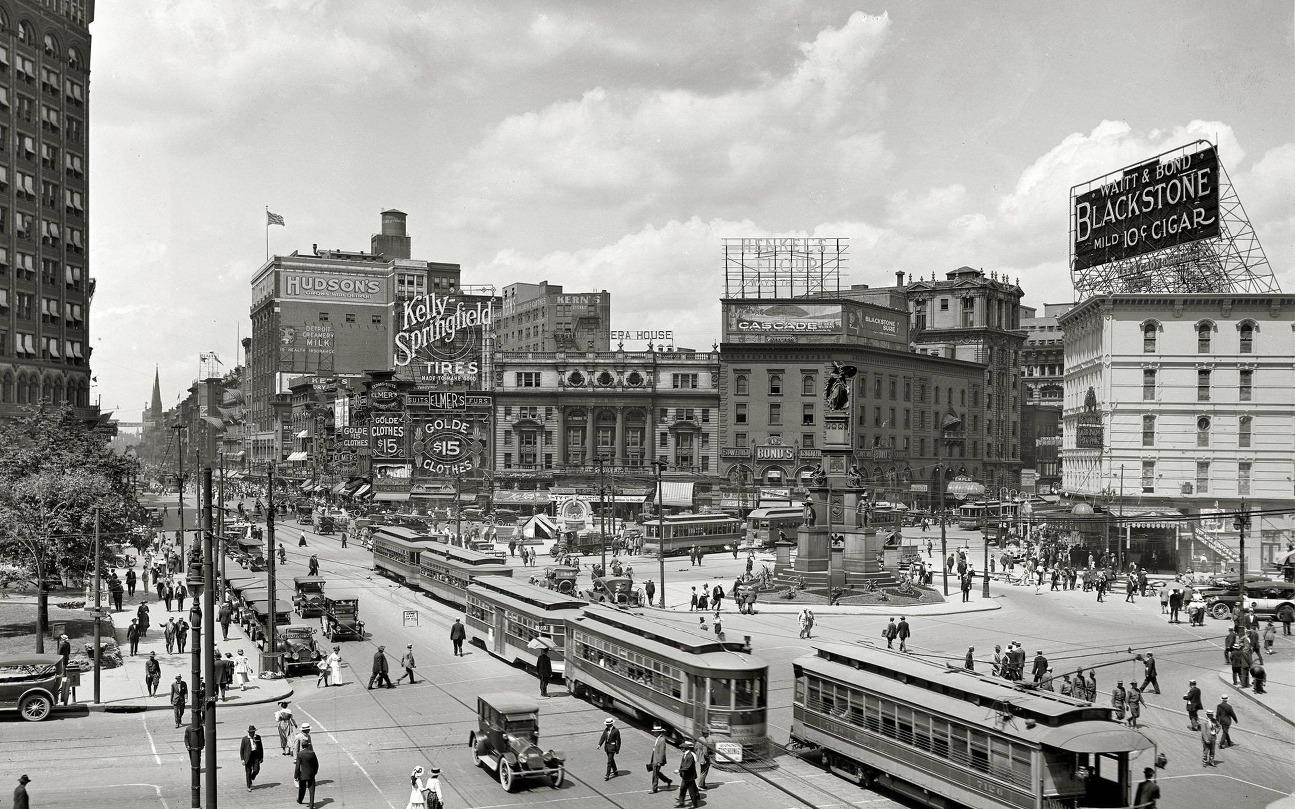 Vintage Detroit Old Photos Monochrome City Cityscape 2560x1600