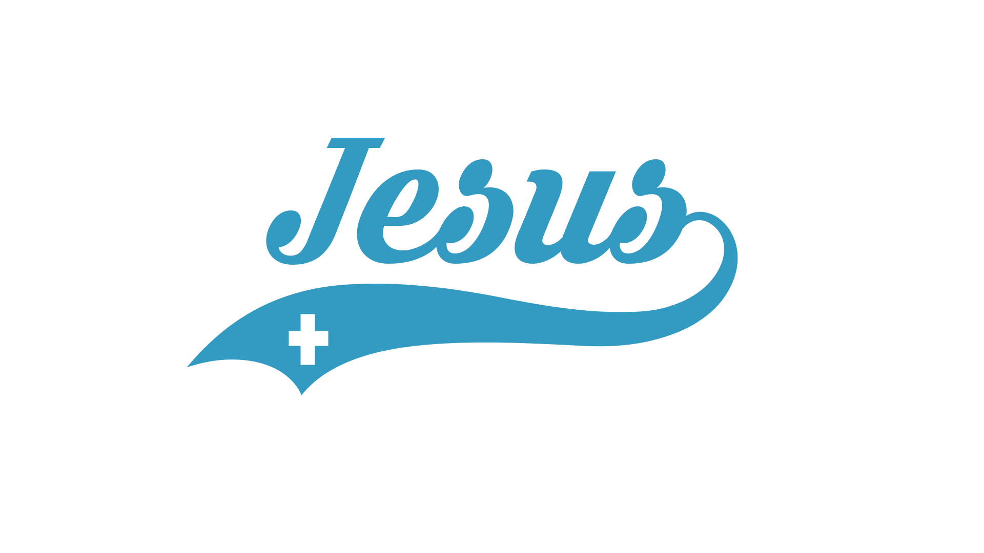 Jesus Christ Cross Cyan Crucifix Gray Background Simple Typography Blue 1920x1080