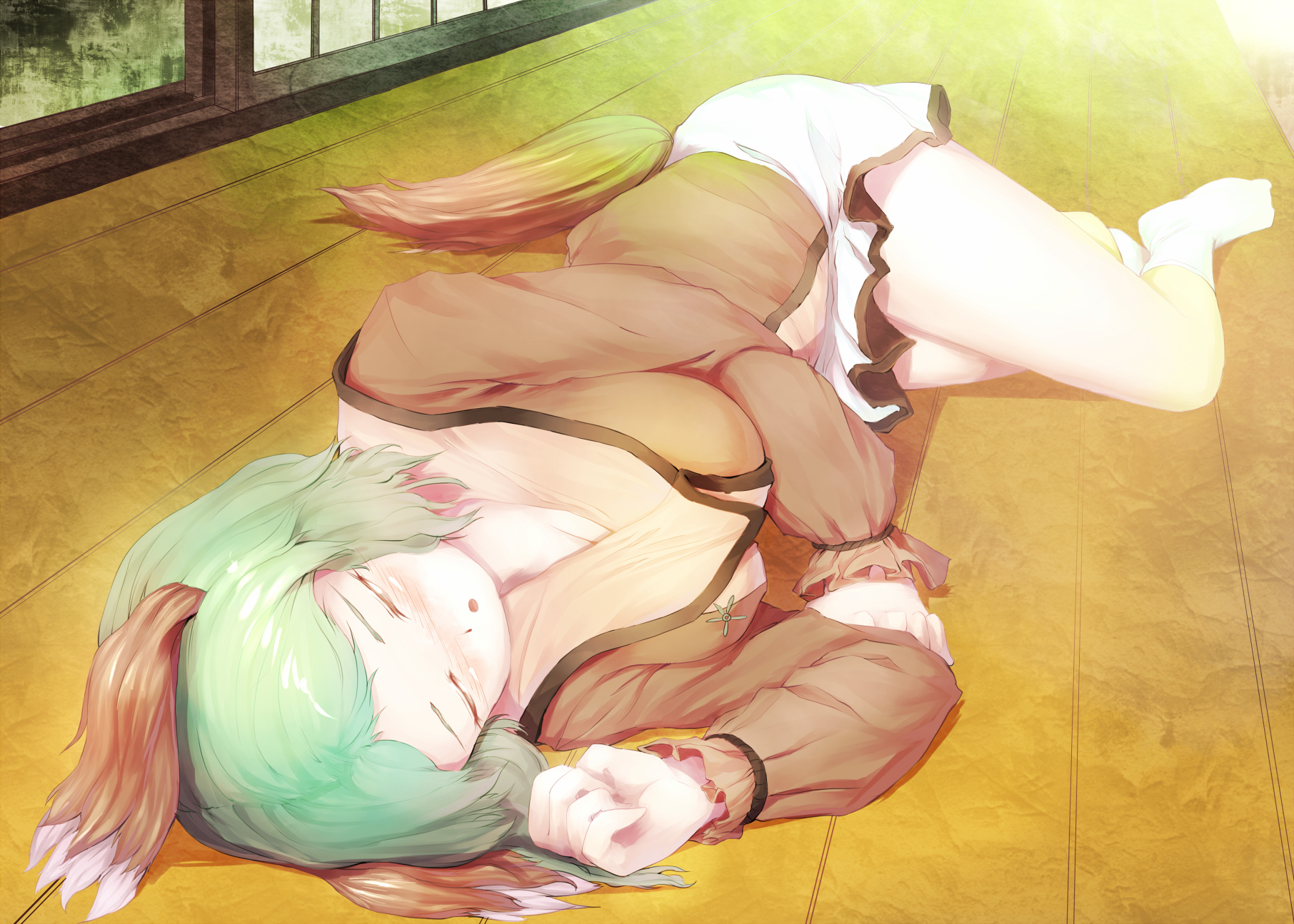 Touhou Kyouko Kasodani Animal Ears Green Hair Dress Tail Skirt Sleeping Girl Short Hair 1812x1295