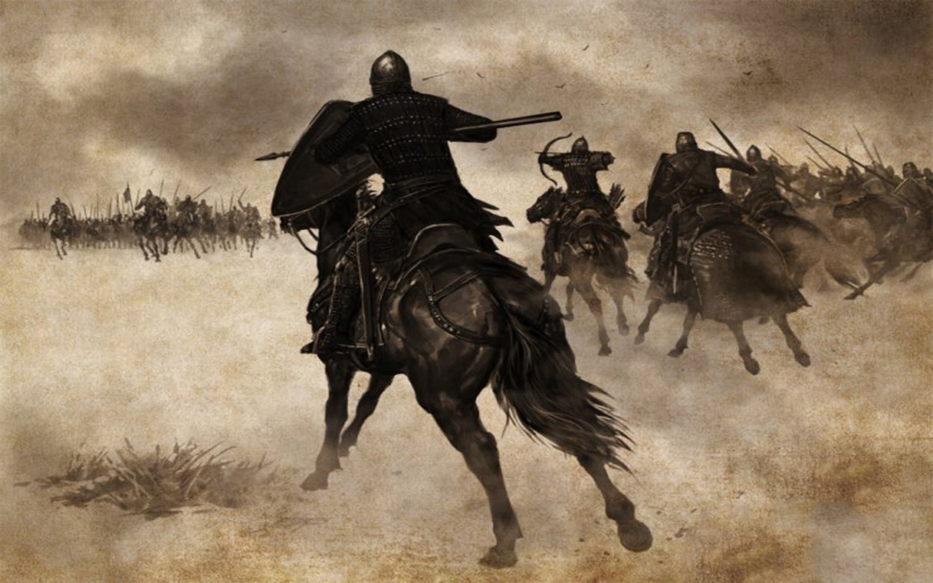 Mount And Blade Warrior War Video Games Horse Army Fantasy Art Sepia 1920x1200