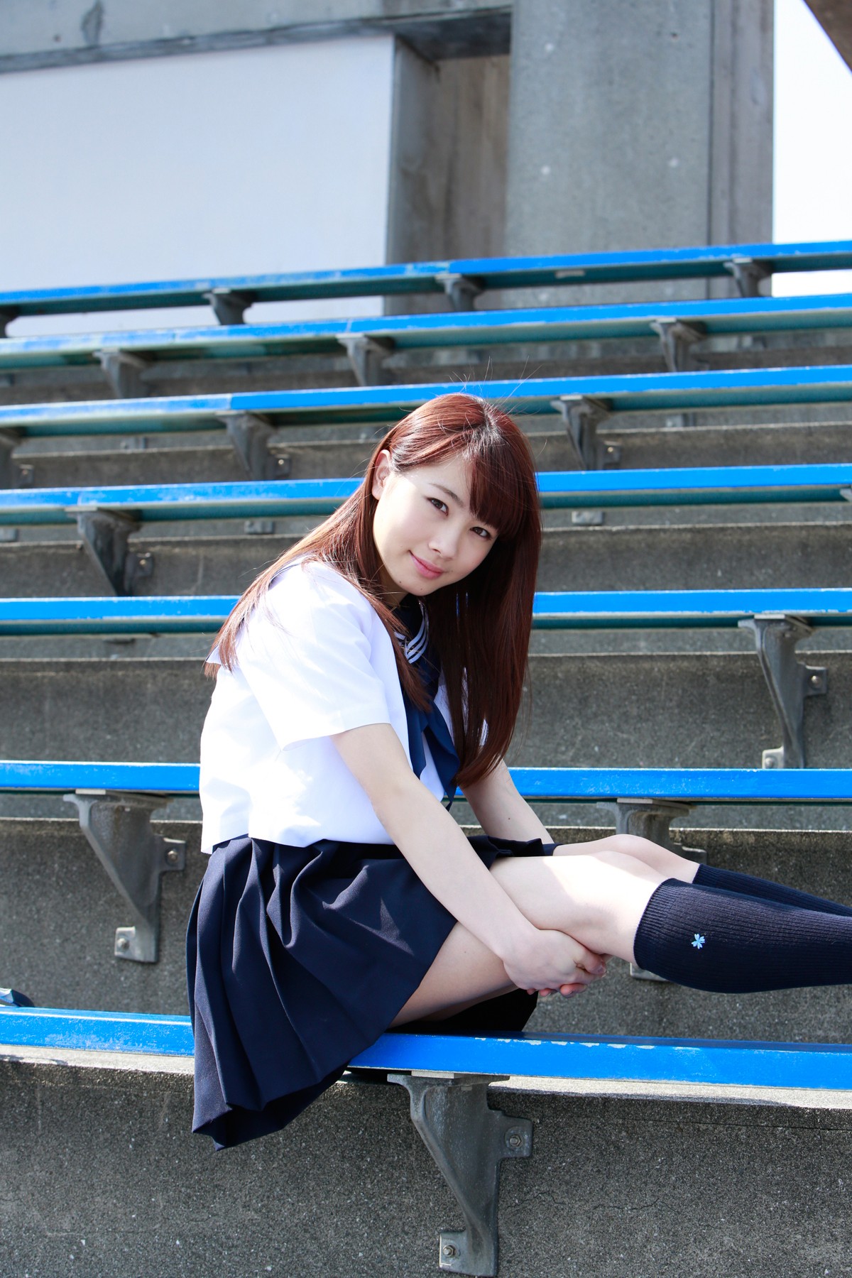 Morning Musume J Pop Women Sitting Redhead Auburn Hair Brown Eyes Smiling Looking At Viewer School U 1200x1800