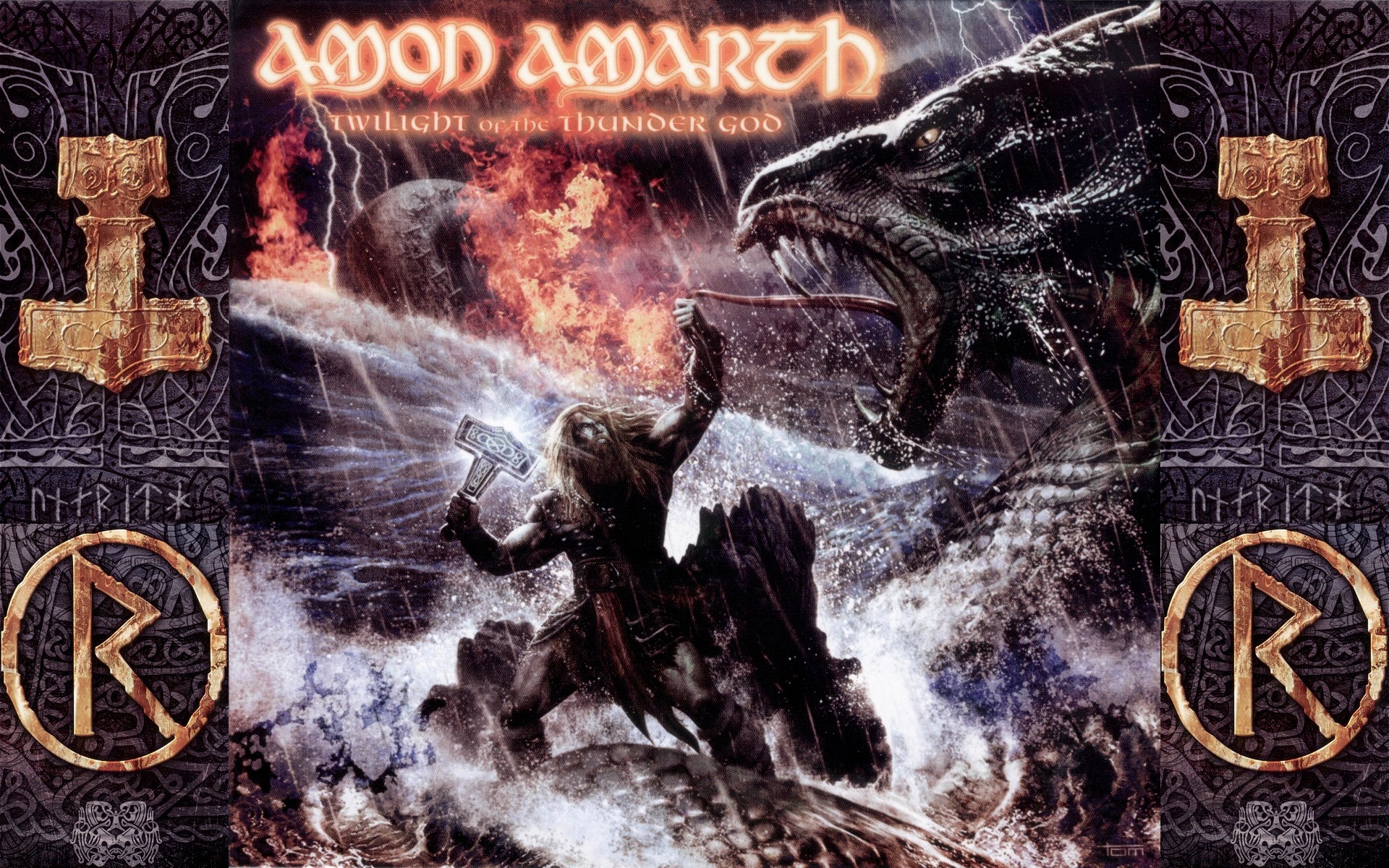 Music Metal Music Amon Amarth Vikings Heavy Metal Fire Dragon Thor Hammer 1920x1200