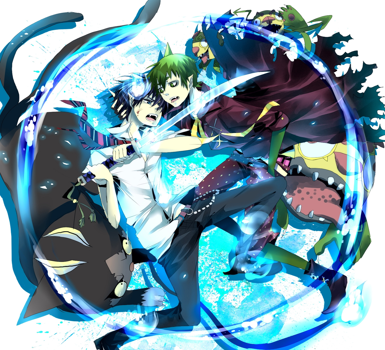 Ao No Exorcist Rin Okumura Amaimon Ao No Exorcist Kuro Ao No Exorcist 1600x1452