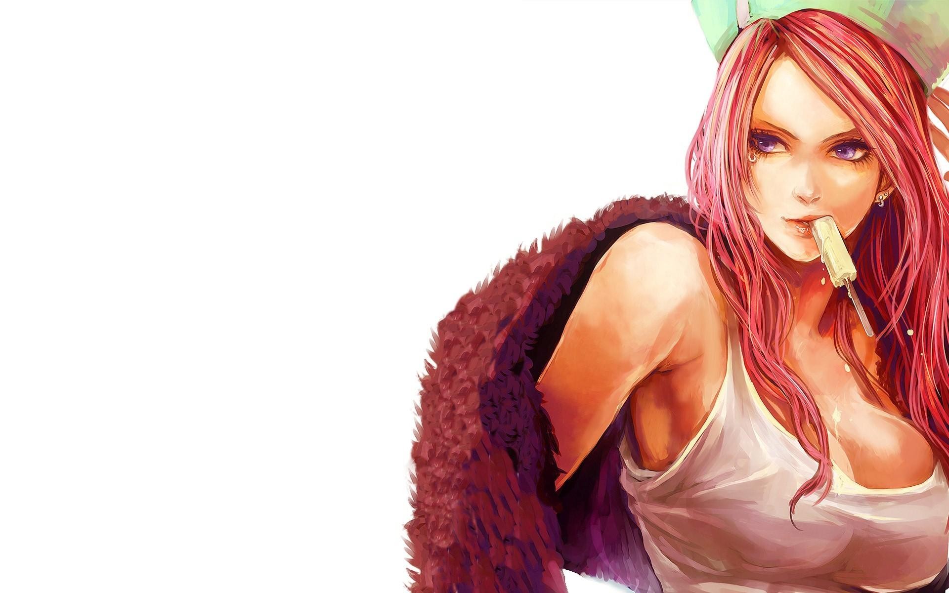 One Piece Jewelry Bonney Popsicle Simple Background Pink Hair 1920x1200