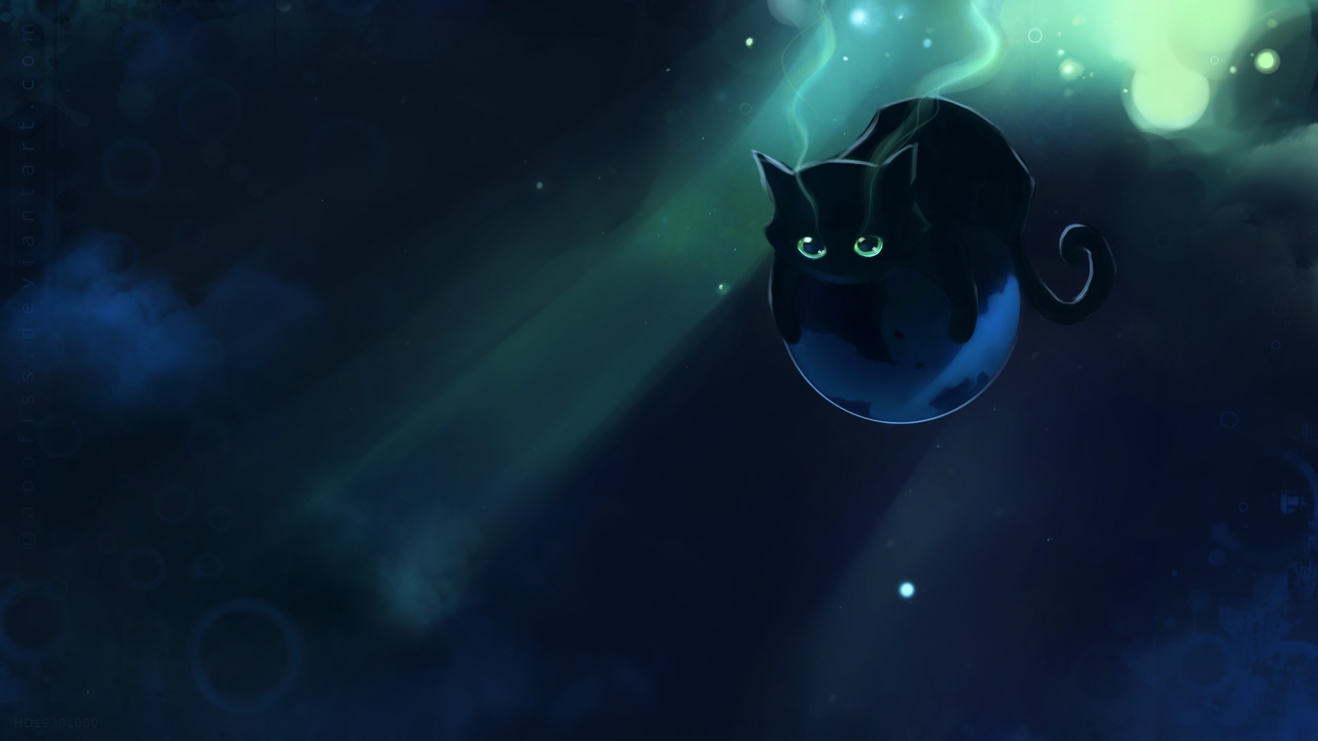 Fantasy Art Apofiss Cats Bubbles Animals 1920x1080