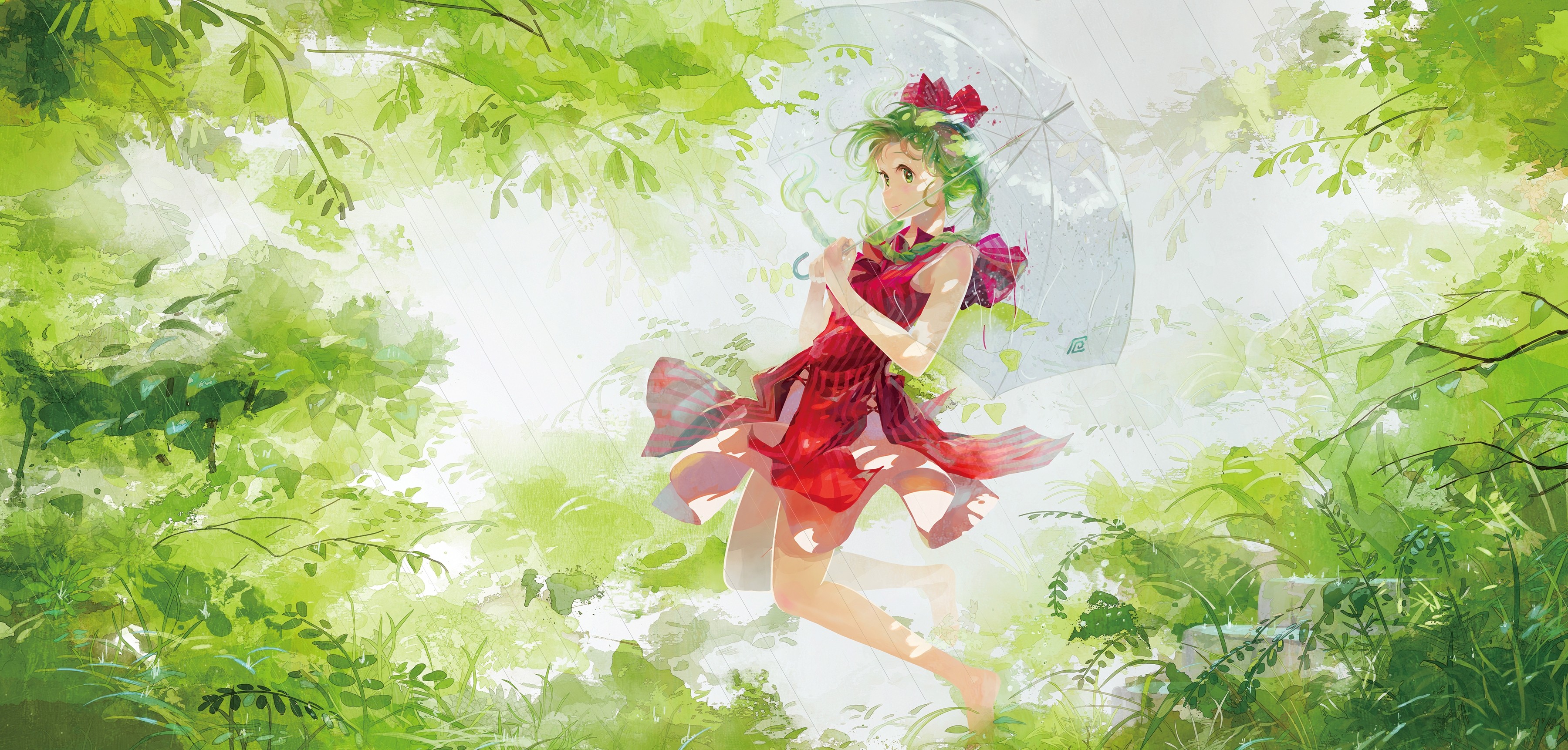 Green Hair Kagiyama Hina Touhou Anime 3600x1723