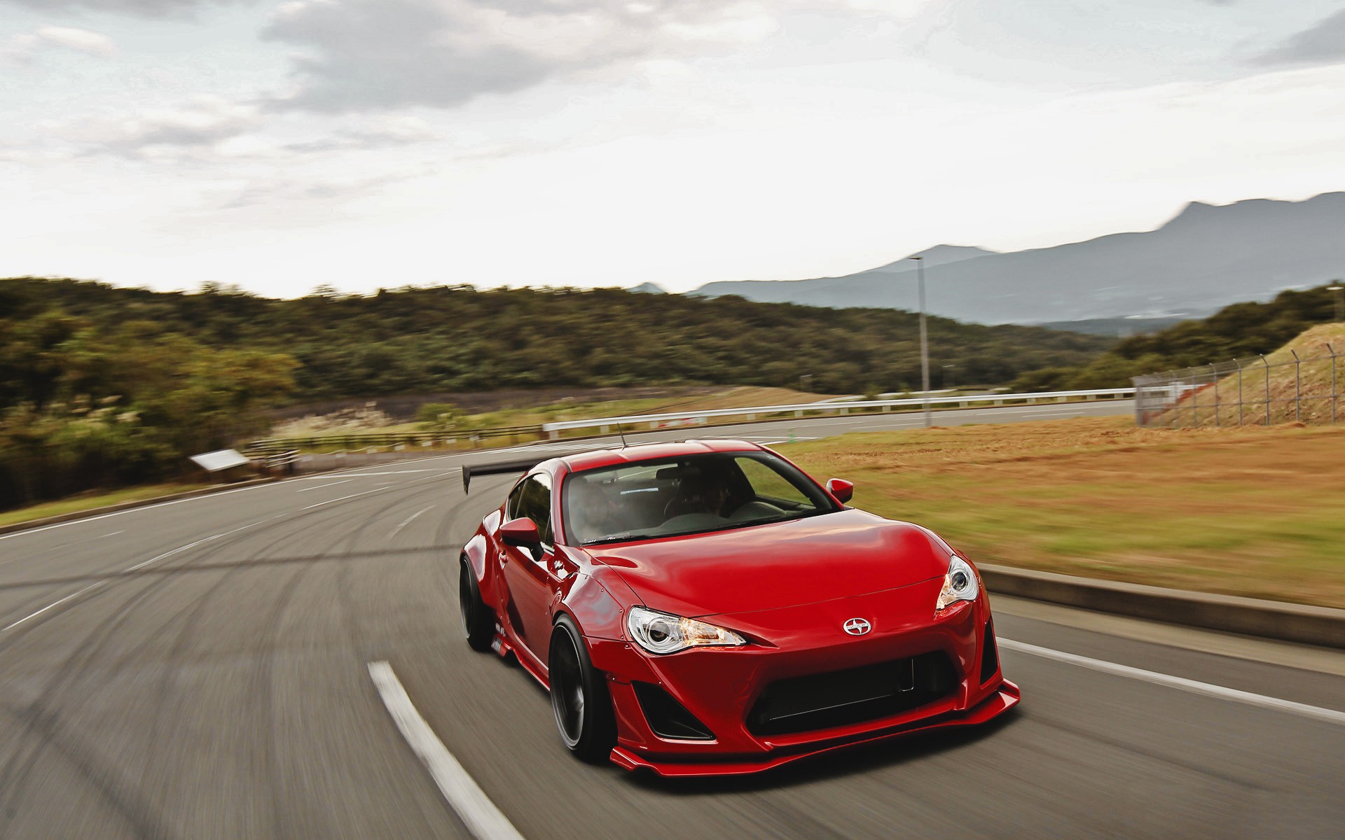 Scion FR S Rocket Bunny Car Red Cars Widebody Front Angle View Toyobaru Scion 1920x1200