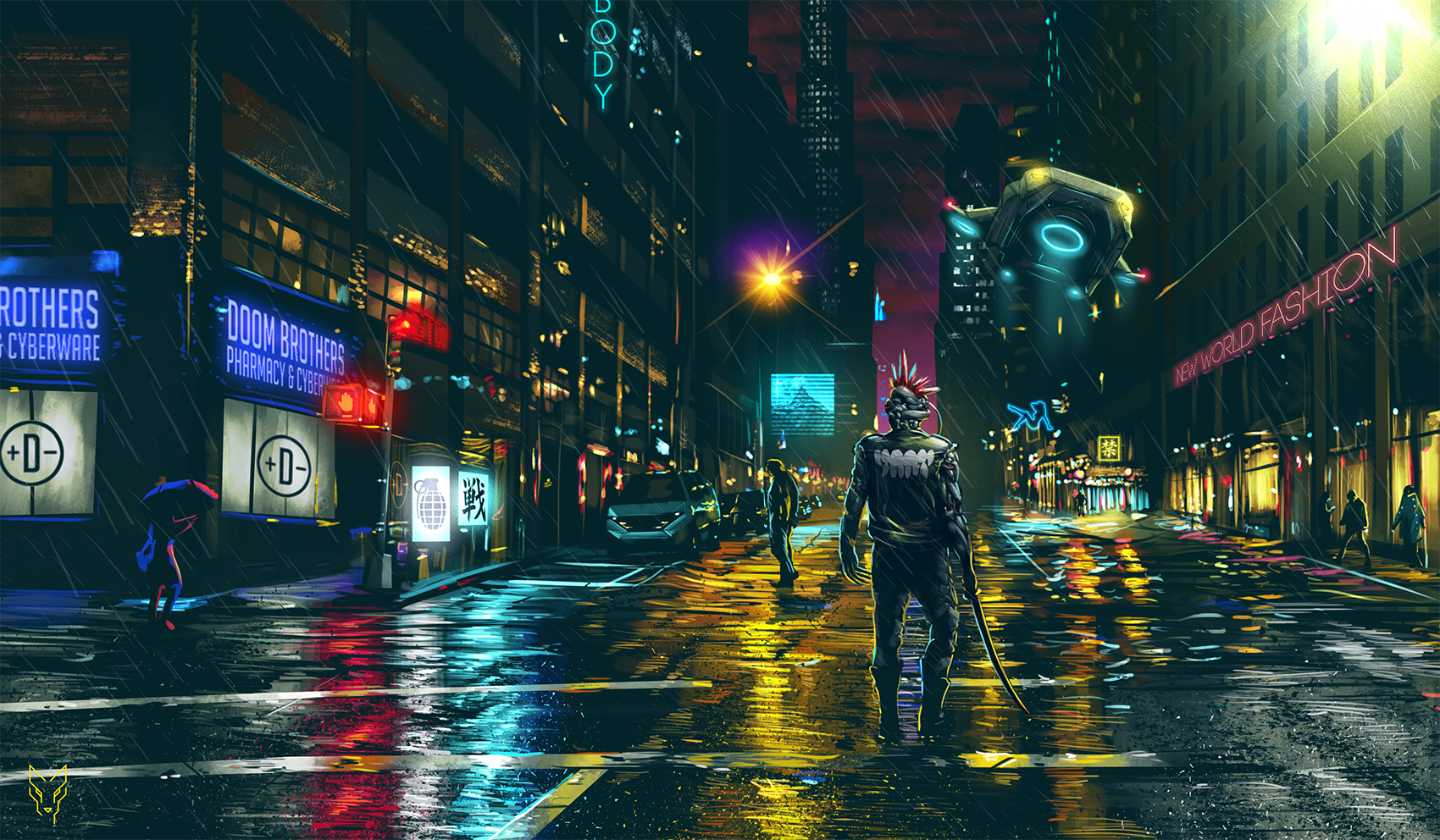 Dark Cyberpunk Cityscape Cyberpunk Futuristic Science Fiction Night Artwork 1700x992