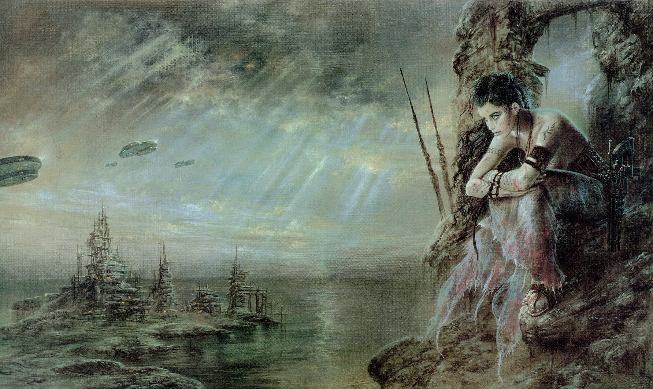 Artwork Luis Royo Painting Futuristic Fantasy Art 2135x1274