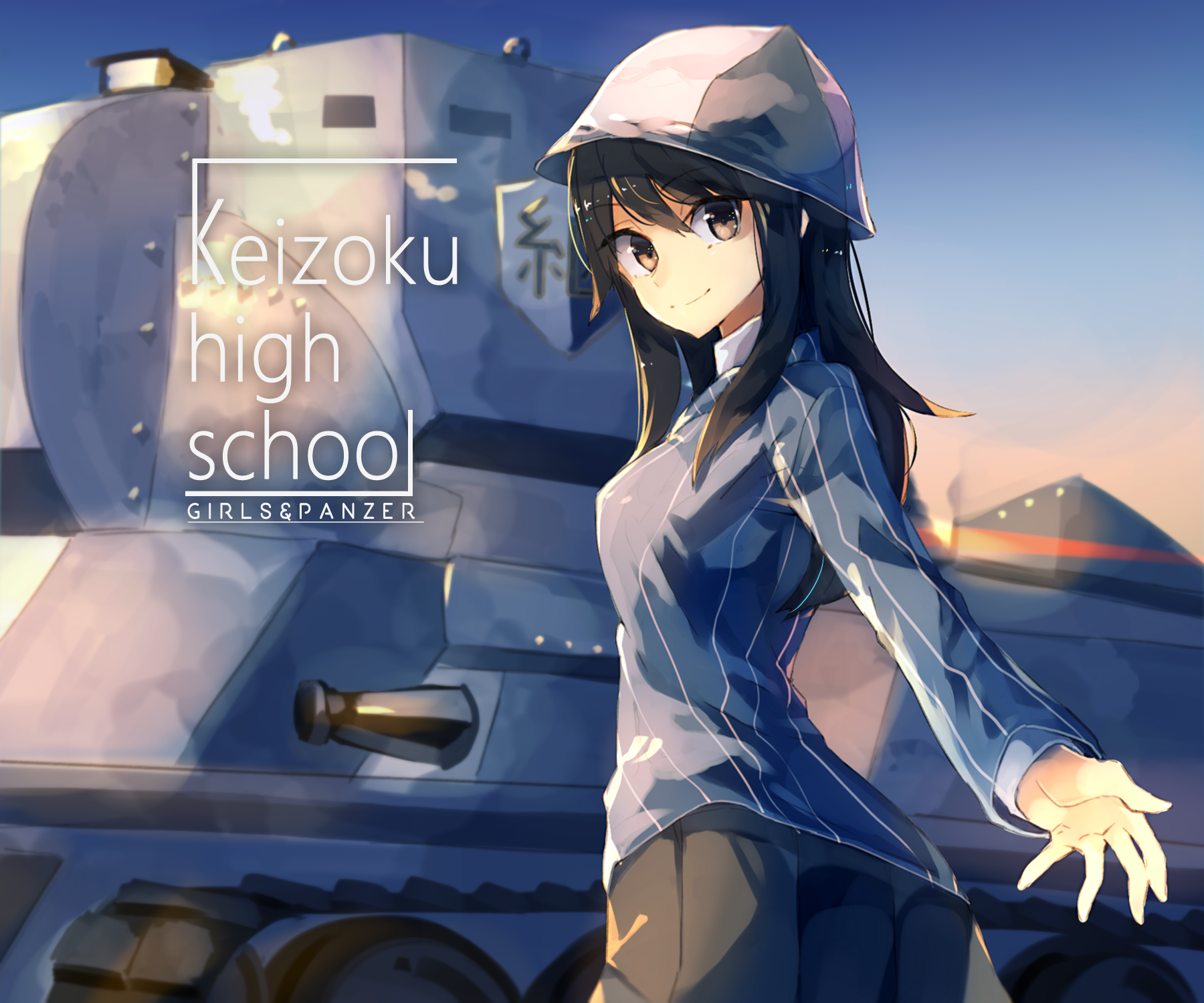 Mika Girls Und Panzer Girls Und Panzer Girl Long Hair Black Hair Smile Black Eyes Sunbeam Sunrise 1800x1500