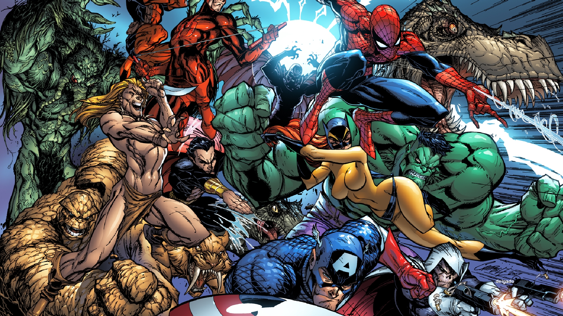 Daredevil Captain America Spider Man Hulk Thing Marvel Comics Ben Grimm Marvel Comics Man Thing Ka Z 1920x1080