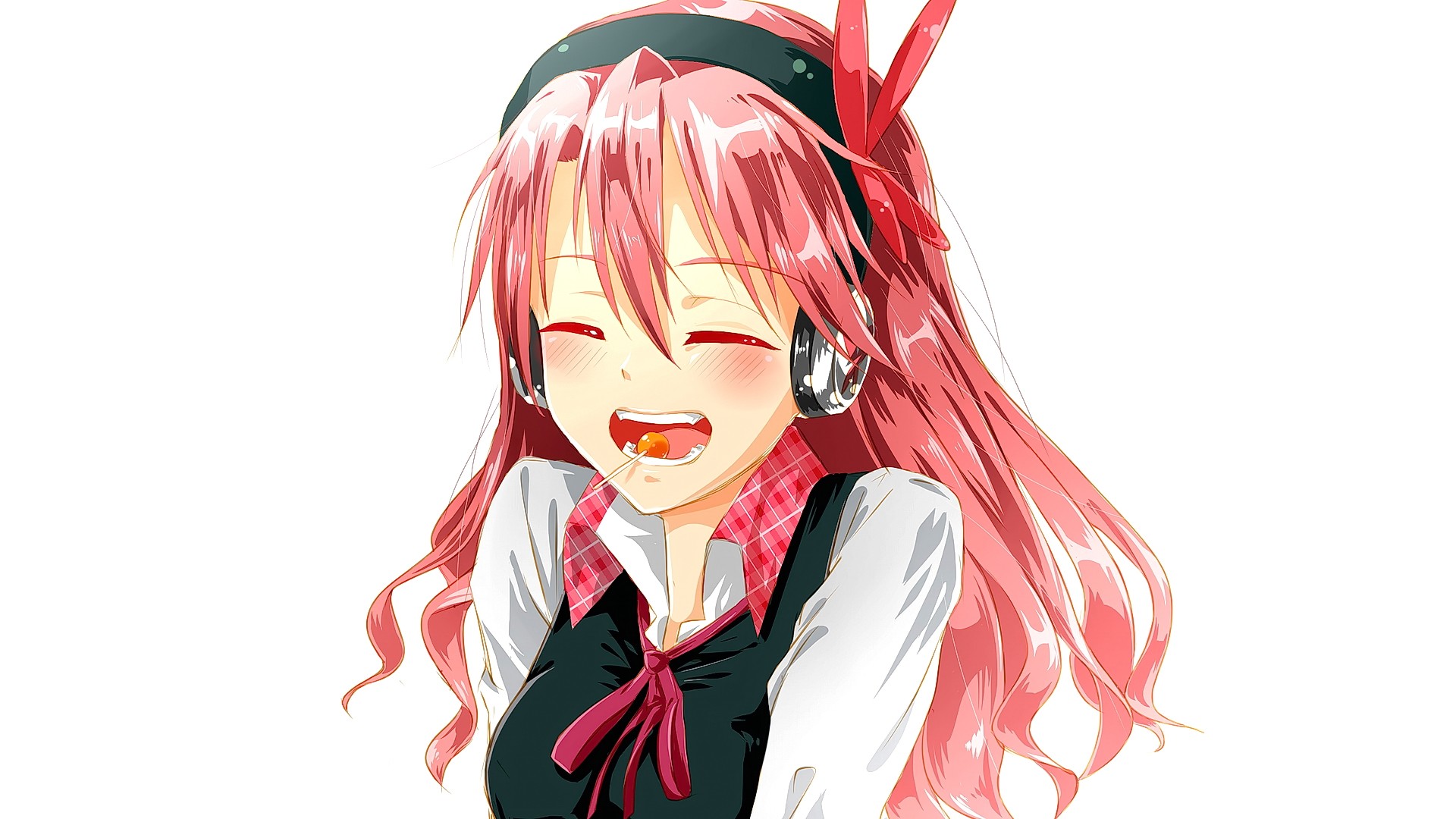 Akame Ga Kill Chelsea Anime Anime Girls Headphones Pink Hair Long Hair Closed Eyes Smiling 1920x1080